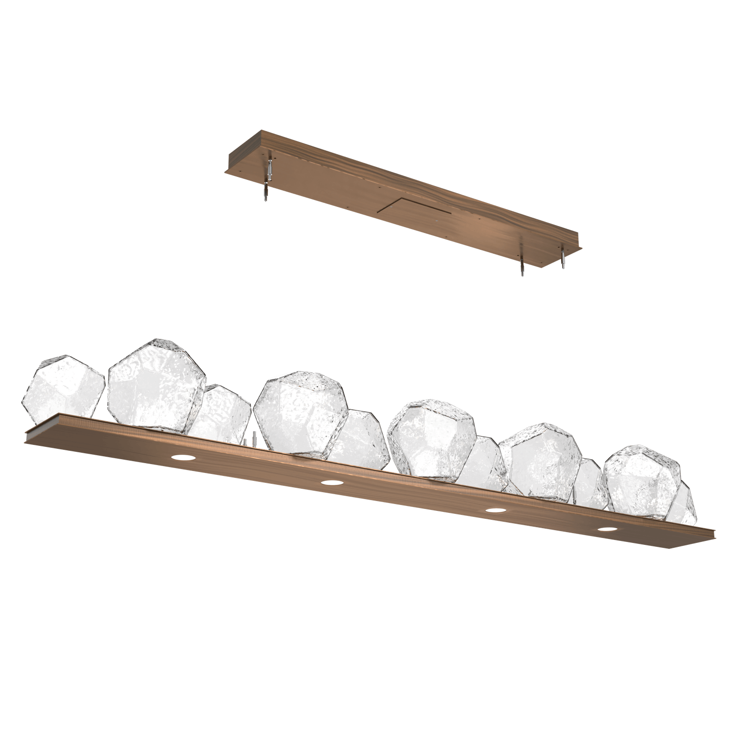 PLB0039-0E-RB-C-Hammerton-Studio-Gem-76-inch-linear-chandelier-with-oil-rubbed-bronze-finish-and-clear-blown-glass-shades-and-LED-lamping