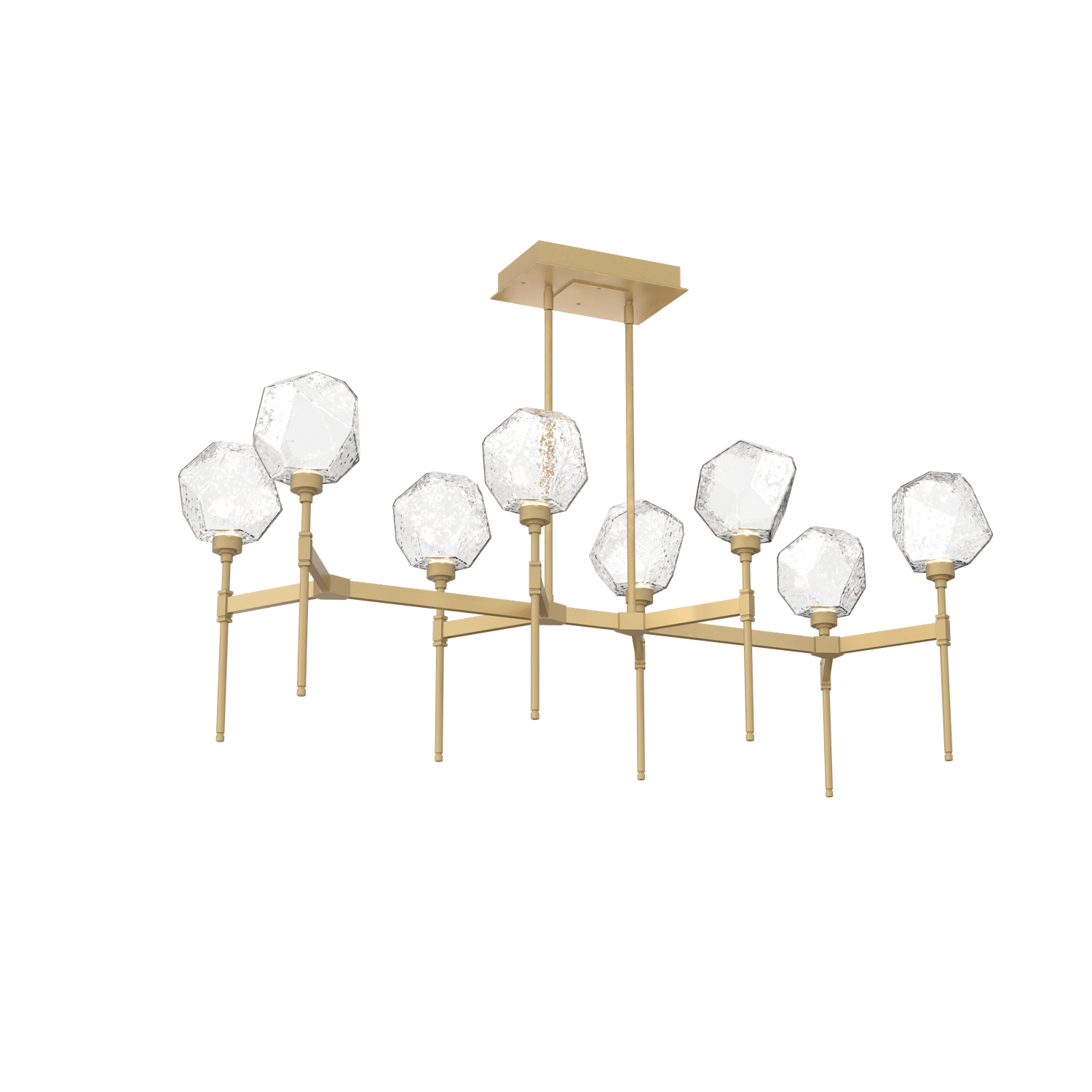 PLB0039-50-GB-C-Hammerton-Studio-Gem-50-inch-linear-belvedere-chandelier-with-gilded-brass-finish-and-clear-blown-glass-shades-and-LED-lamping