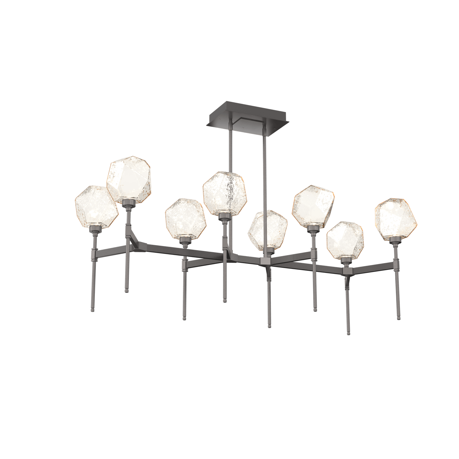 PLB0039-50-GP-A-Hammerton-Studio-Gem-50-inch-linear-belvedere-chandelier-with-graphite-finish-and-amber-blown-glass-shades-and-LED-lamping