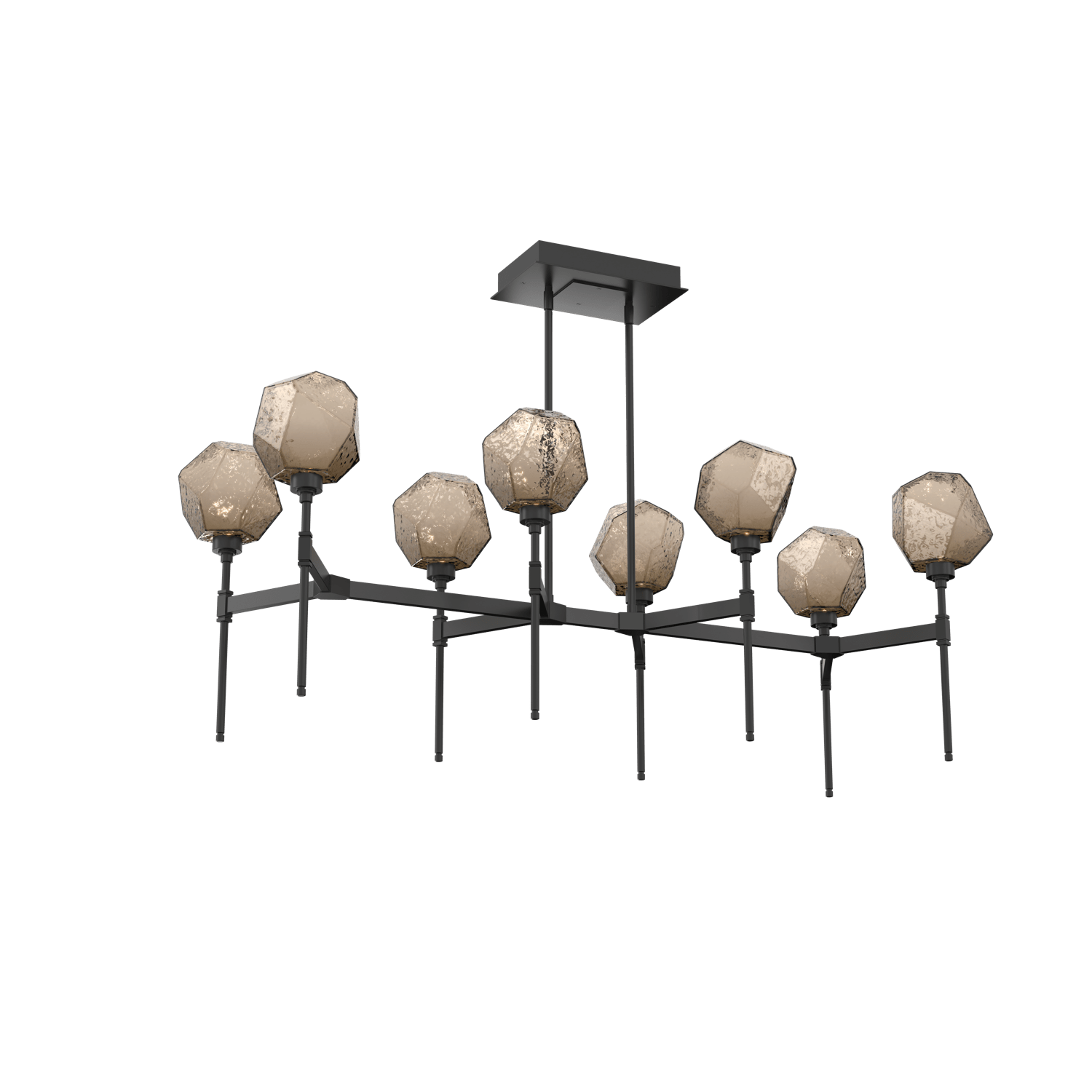 PLB0039-50-MB-B-Hammerton-Studio-Gem-50-inch-linear-belvedere-chandelier-with-matte-black-finish-and-bronze-blown-glass-shades-and-LED-lamping