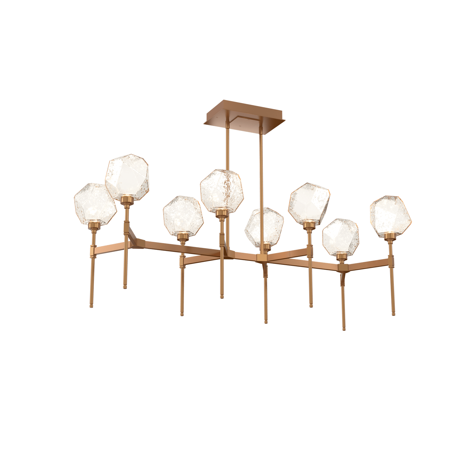 PLB0039-50-NB-A-Hammerton-Studio-Gem-50-inch-linear-belvedere-chandelier-with-novel-brass-finish-and-amber-blown-glass-shades-and-LED-lamping