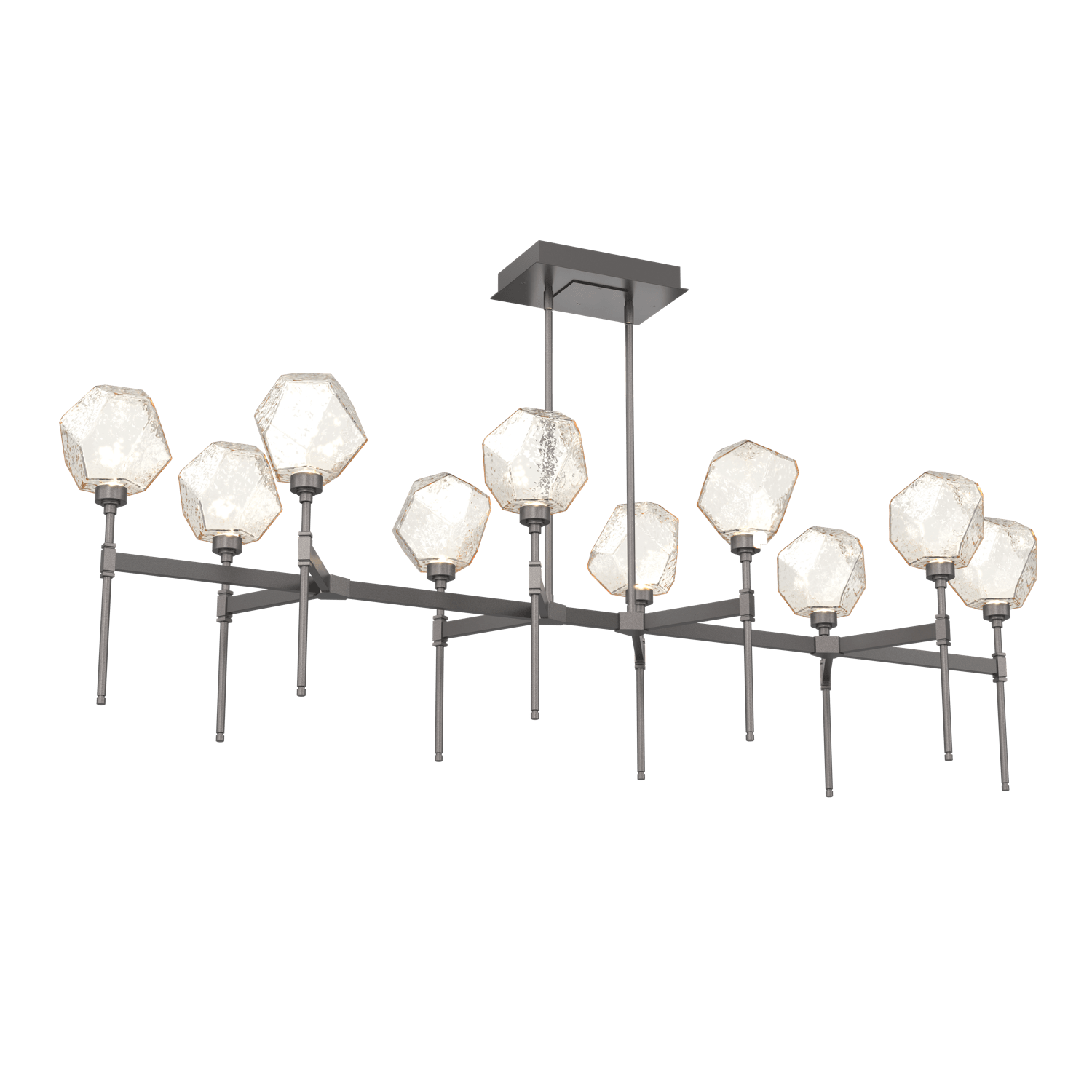 PLB0039-69-GP-A-Hammerton-Studio-Gem-69-inch-linear-belvedere-chandelier-with-graphite-finish-and-amber-blown-glass-shades-and-LED-lamping