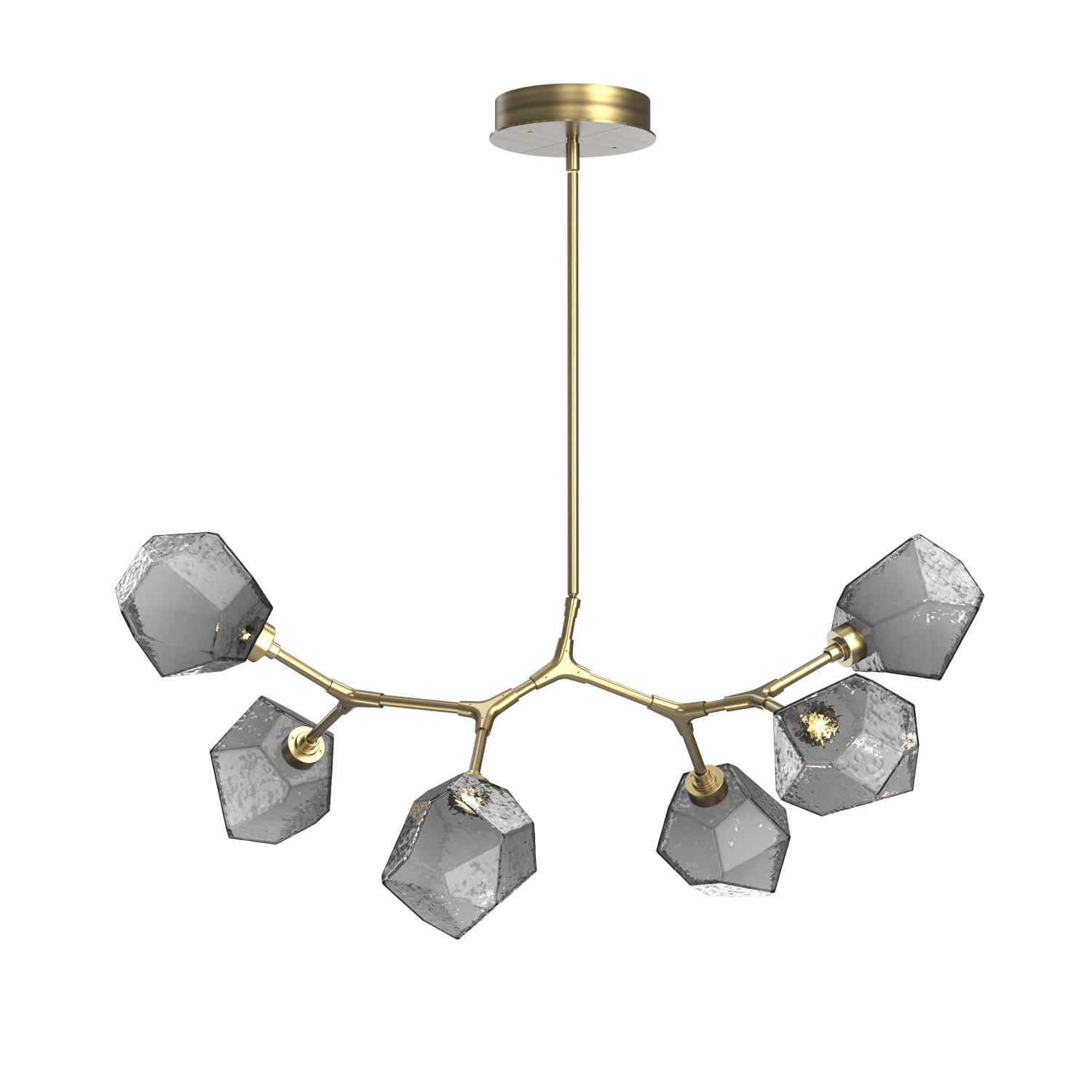 PLB0039-BA-HB-S-Hammerton-Studio-Gem-6-light-modern-branch-chandelier-with-heritage-brass-finish-and-smoke-blown-glass-shades-and-LED-lamping