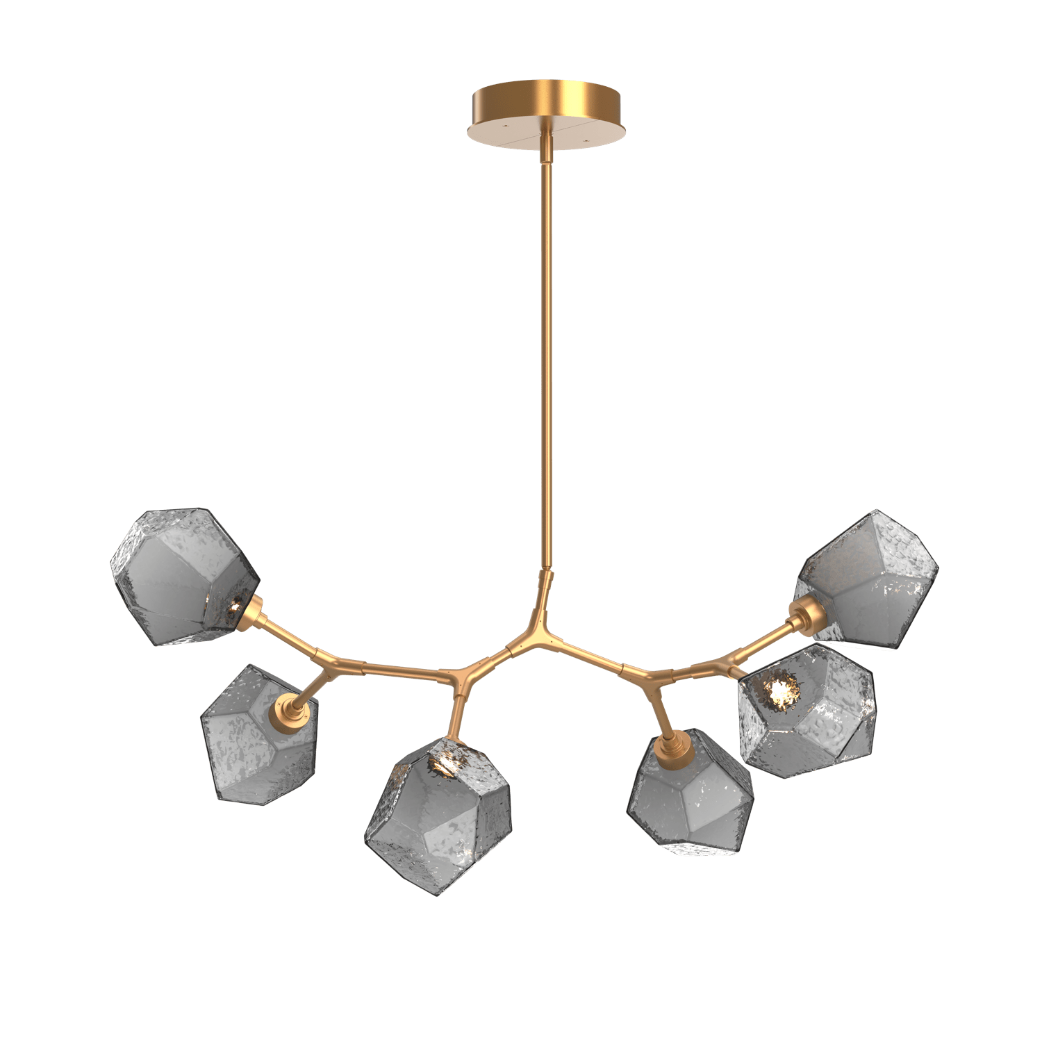 PLB0039-BA-NB-S-Hammerton-Studio-Gem-6-light-modern-branch-chandelier-with-novel-brass-finish-and-smoke-blown-glass-shades-and-LED-lamping