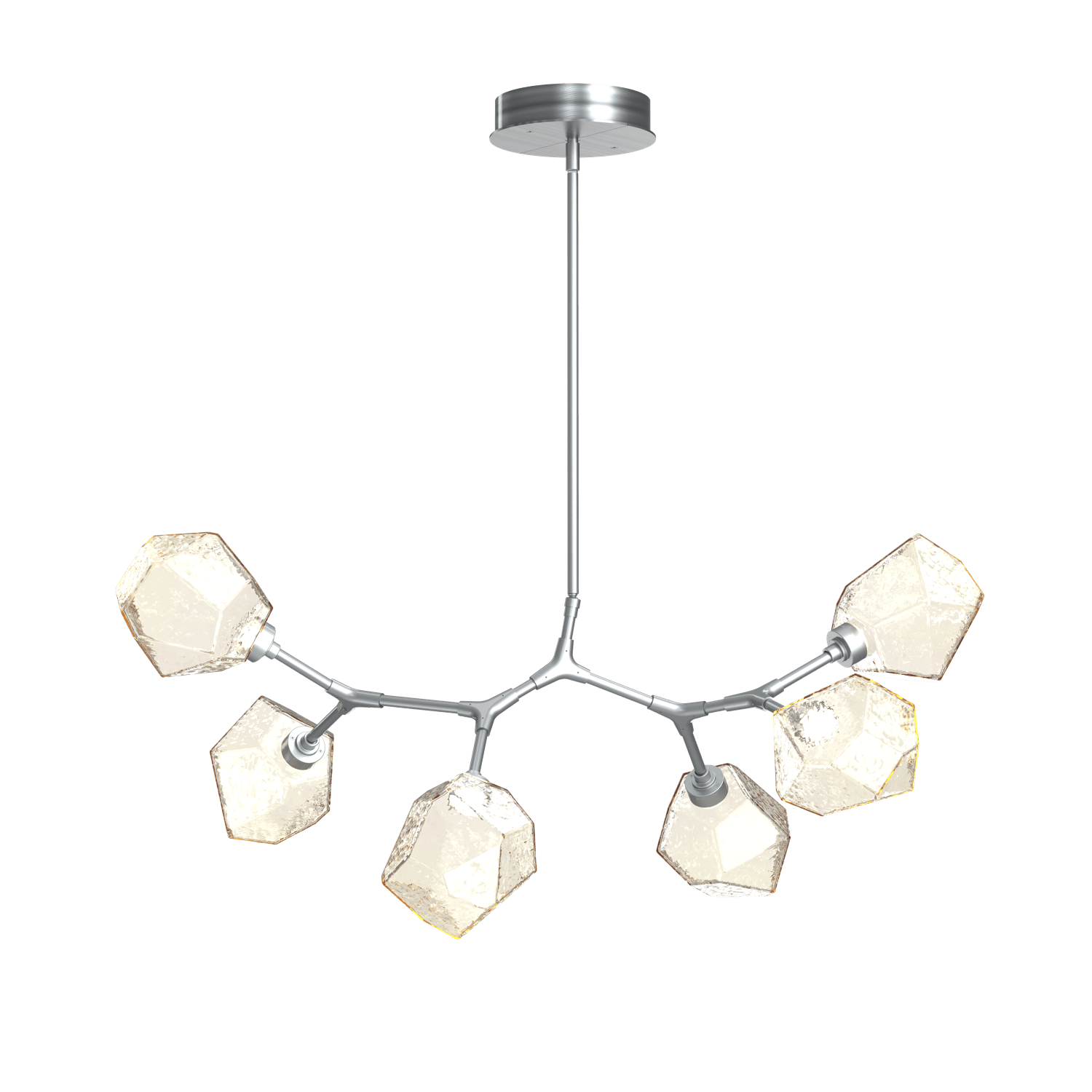 PLB0039-BA-SN-A-Hammerton-Studio-Gem-6-light-modern-branch-chandelier-with-satin-nickel-finish-and-amber-blown-glass-shades-and-LED-lamping