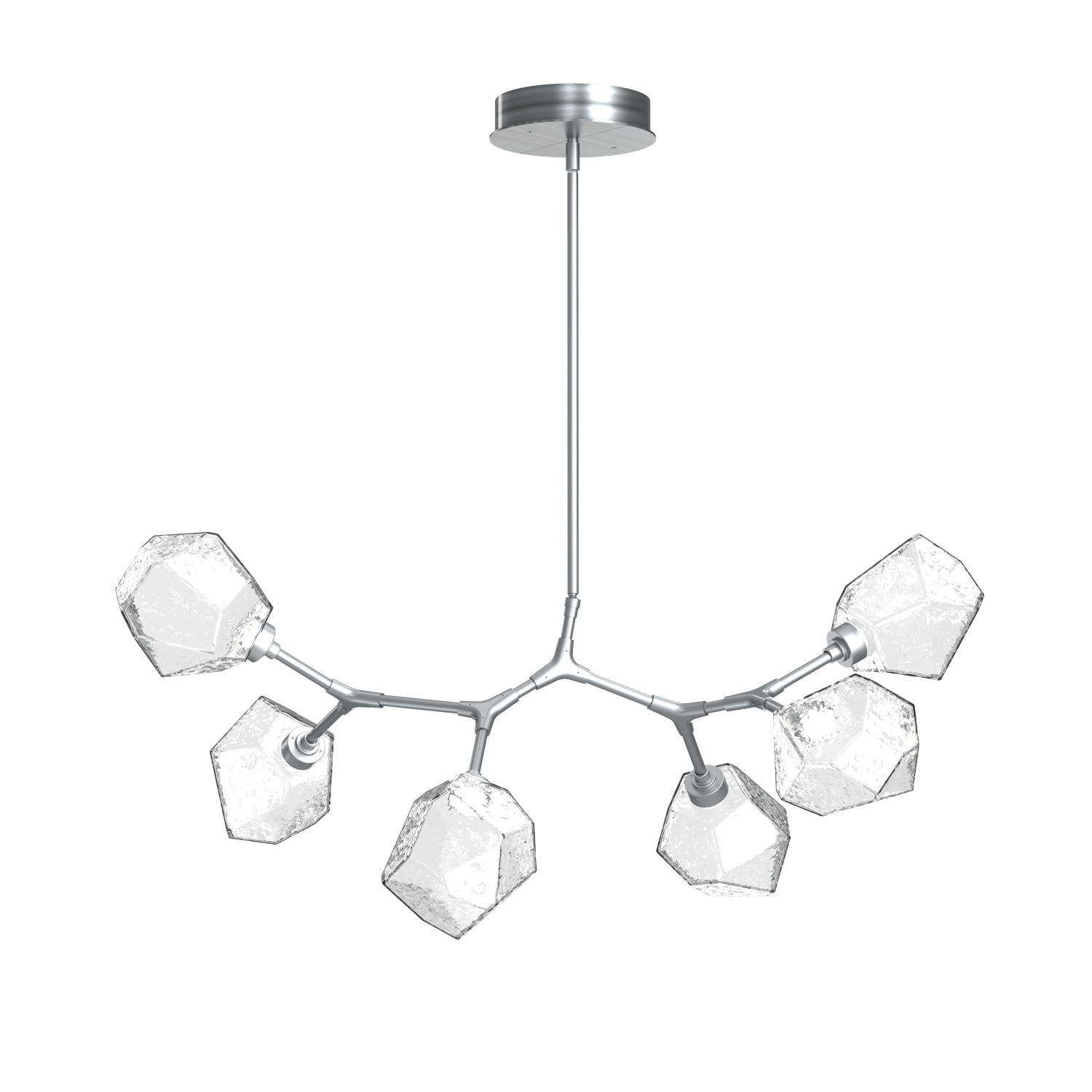 PLB0039-BA-SN-C-Hammerton-Studio-Gem-6-light-modern-branch-chandelier-with-satin-nickel-finish-and-clear-blown-glass-shades-and-LED-lamping