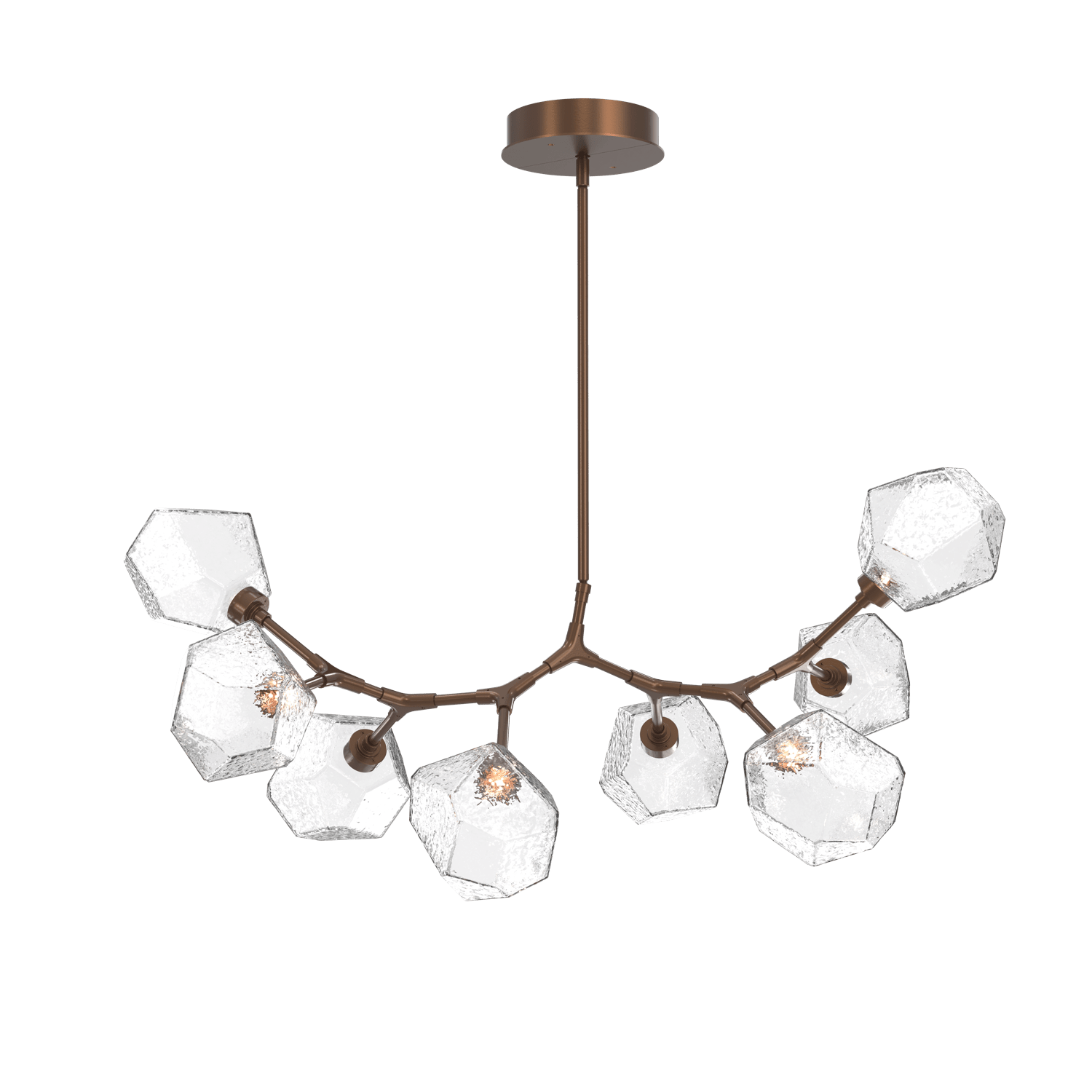 PLB0039-BB-BB-C-Hammerton-Studio-Gem-8-light-modern-branch-chandelier-with-burnished-bronze-finish-and-clear-blown-glass-shades-and-LED-lamping