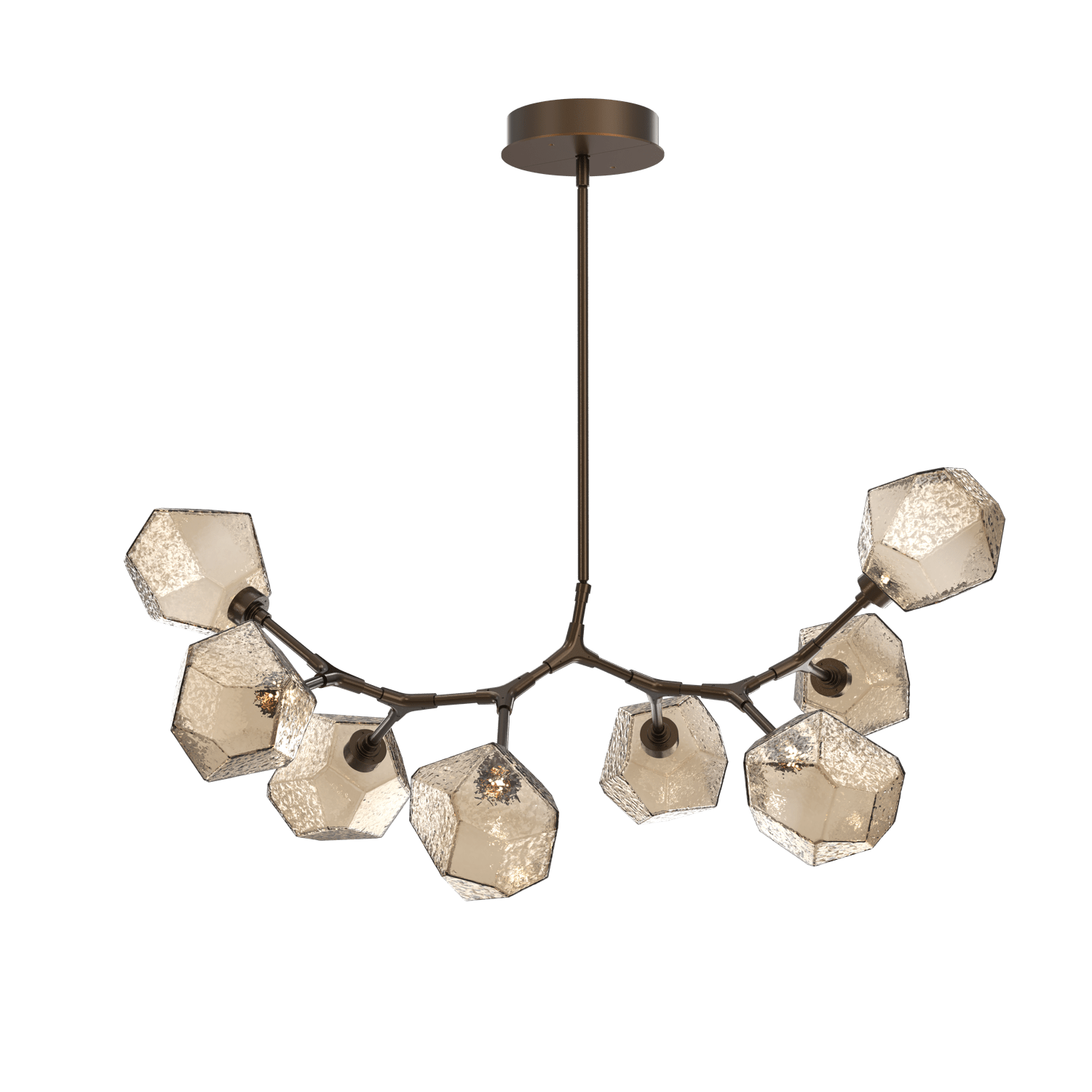 PLB0039-BB-FB-B-Hammerton-Studio-Gem-8-light-modern-branch-chandelier-with-flat-bronze-finish-and-bronze-blown-glass-shades-and-LED-lamping