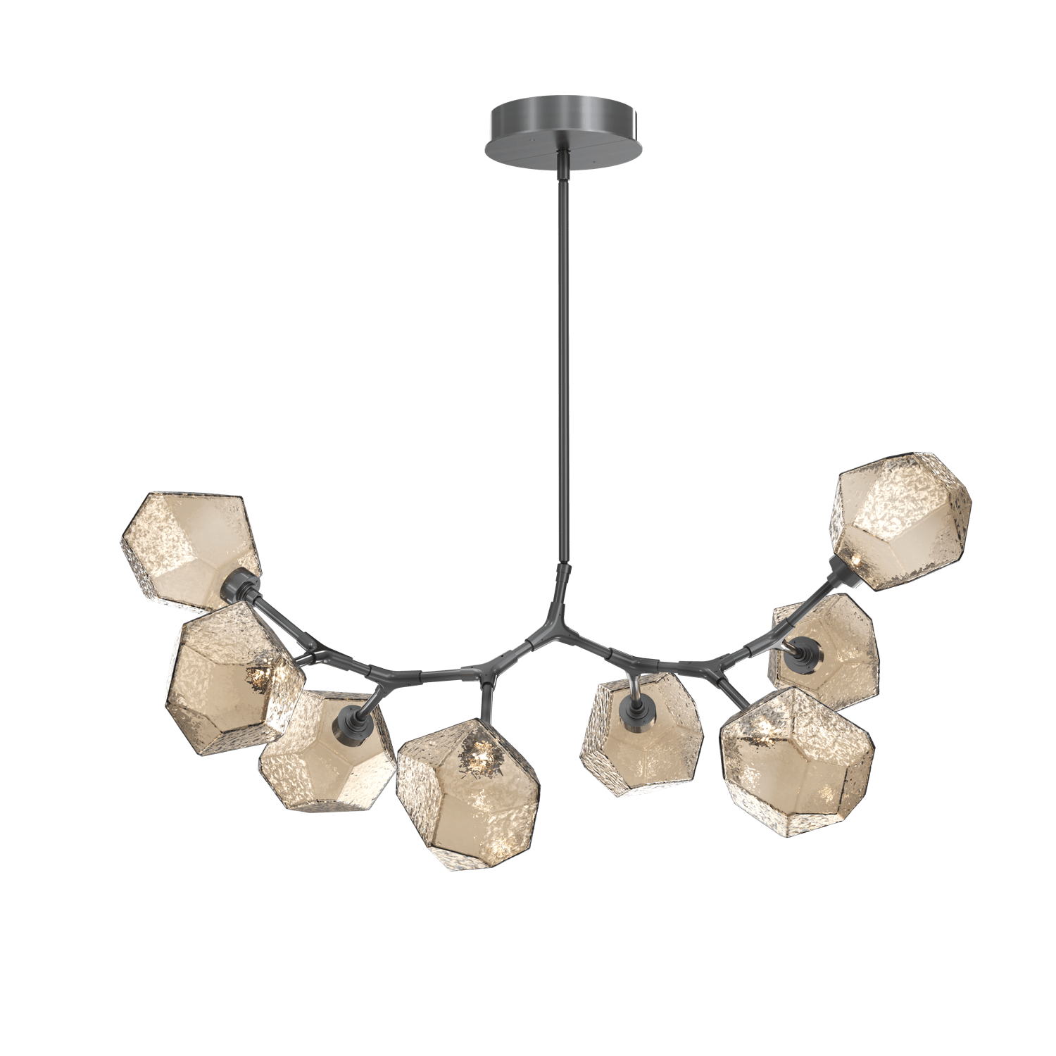 PLB0039-BB-GM-B-Hammerton-Studio-Gem-8-light-modern-branch-chandelier-with-gunmetal-finish-and-bronze-blown-glass-shades-and-LED-lamping