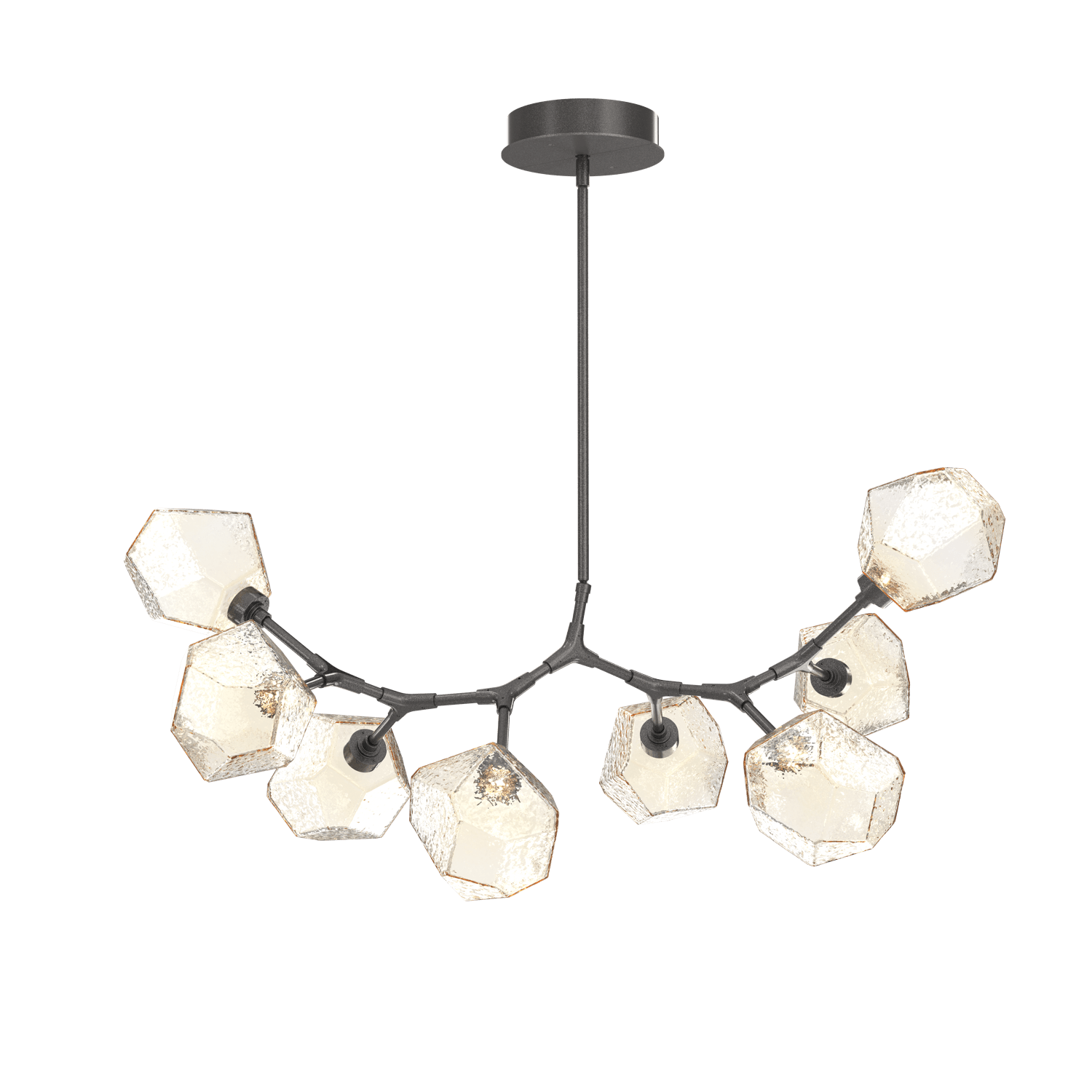 PLB0039-BB-GP-A-Hammerton-Studio-Gem-8-light-modern-branch-chandelier-with-graphite-finish-and-amber-blown-glass-shades-and-LED-lamping