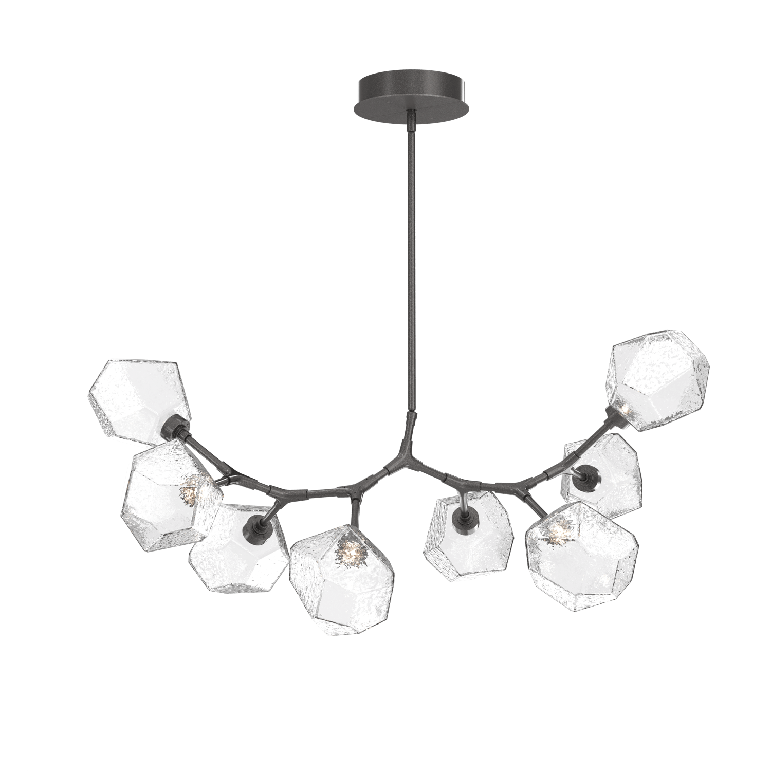 PLB0039-BB-GP-C-Hammerton-Studio-Gem-8-light-modern-branch-chandelier-with-graphite-finish-and-clear-blown-glass-shades-and-LED-lamping