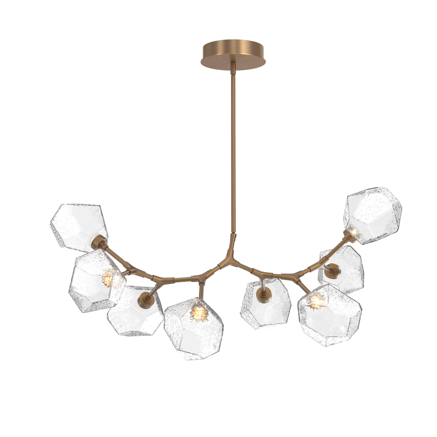 PLB0039-BB-NB-C-Hammerton-Studio-Gem-8-light-modern-branch-chandelier-with-novel-brass-finish-and-clear-blown-glass-shades-and-LED-lamping