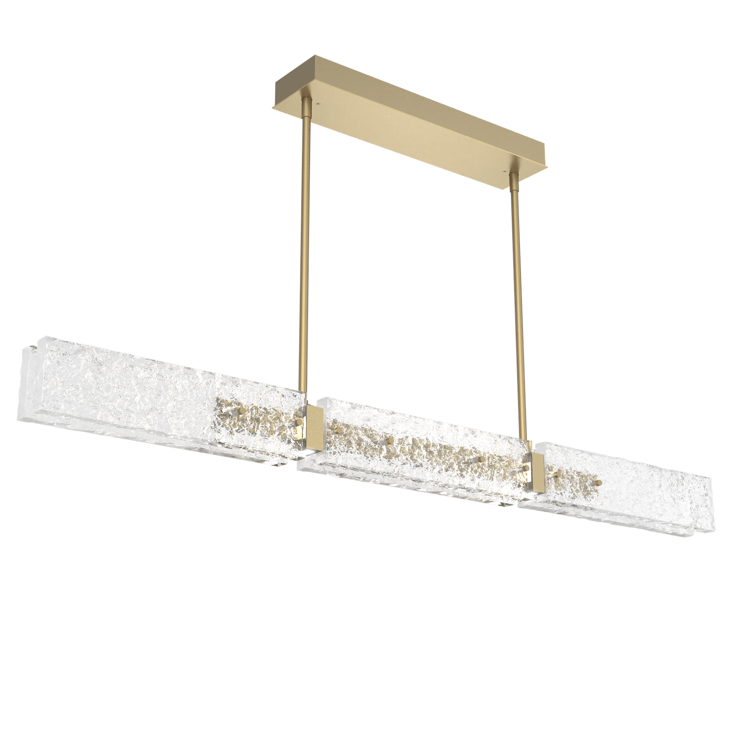 PLB0061-50-GB-GC-Hammerton-Studio-Glacier-50-inch-linear-chandelier-with-gilded-brass-finish-and-clear-blown-glass-with-geo-clear-cast-glass-diffusers-and-LED-lamping