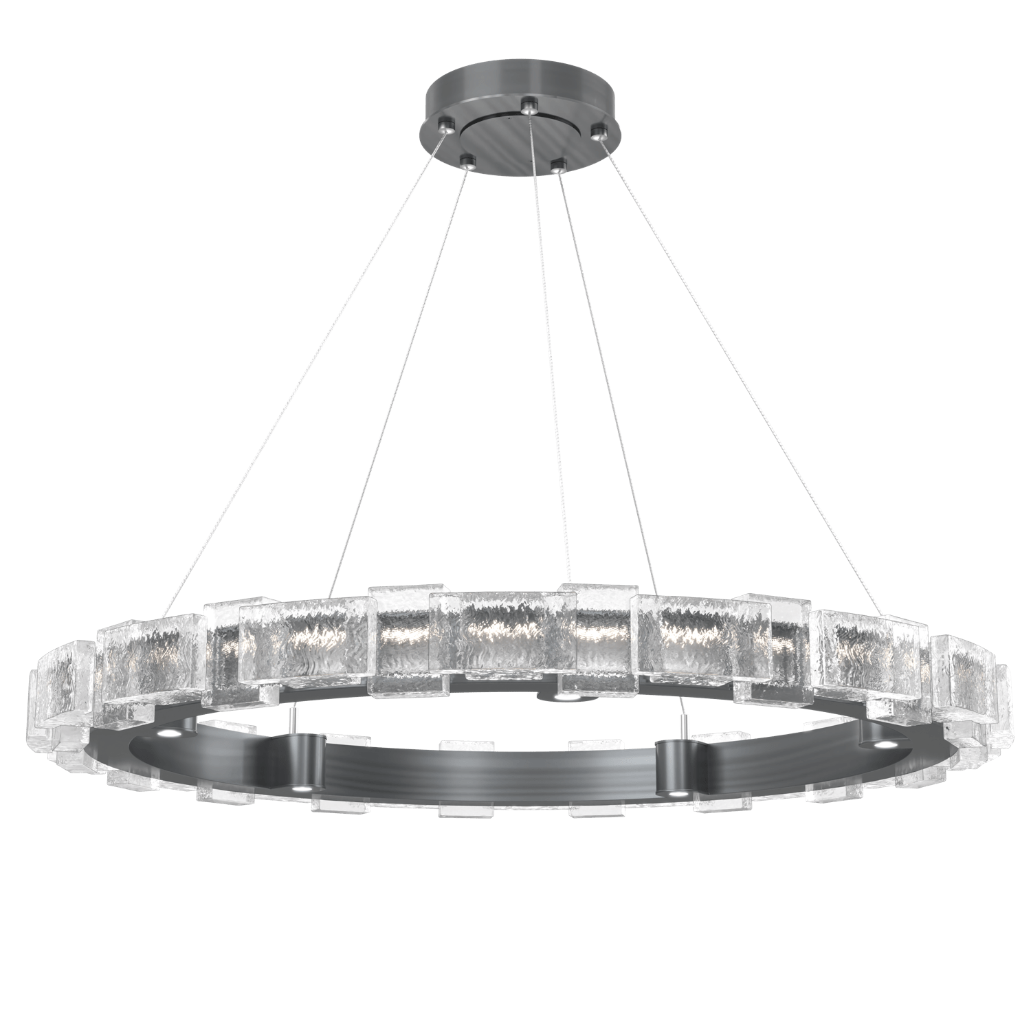 CHB0087-38-GM-TE-Hammerton-Studio-Tessera-38-inch-ring-chandelier-with-gunmetal-finish-and-clear-tetro-cast-glass-shade-and-LED-lamping