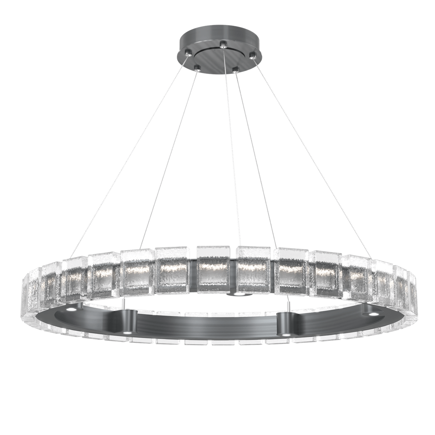 CHB0087-38-GM-TP-Hammerton-Studio-Tessera-38-inch-ring-chandelier-with-gunmetal-finish-and-clear-pave-cast-glass-shade-and-LED-lamping