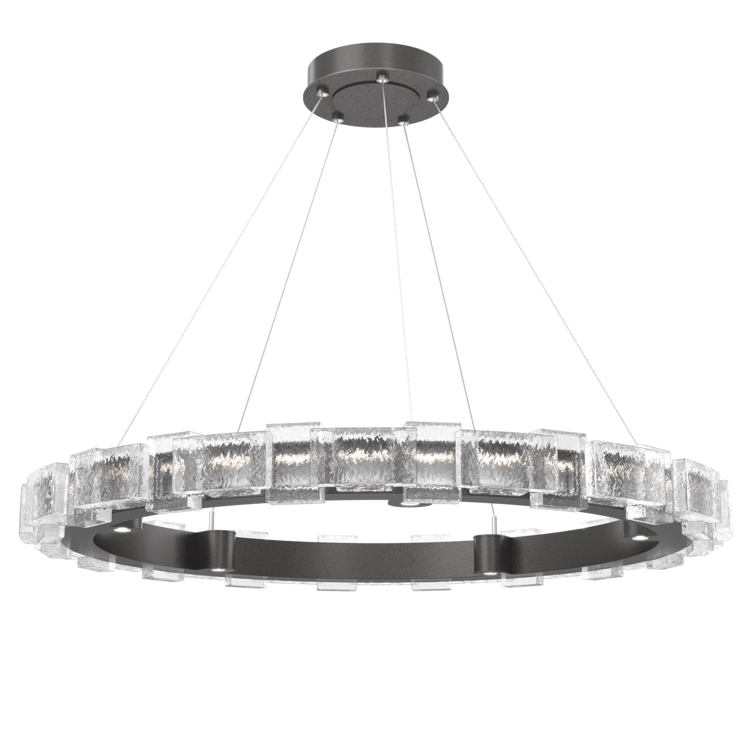 CHB0087-38-GP-TE-Hammerton-Studio-Tessera-38-inch-ring-chandelier-with-graphite-finish-and-clear-tetro-cast-glass-shade-and-LED-lamping