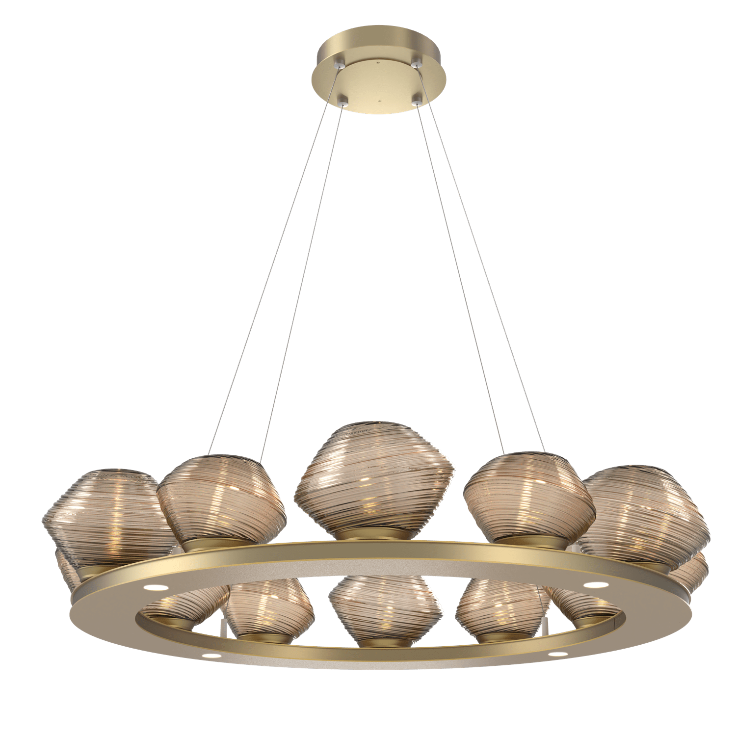 CHB0089-0C-GB-B-Hammerton-Studio-Mesa-36-inch-ring-chandelier-with-gilded-brass-finish-and-bronze-blown-glass-shades-and-LED-lamping