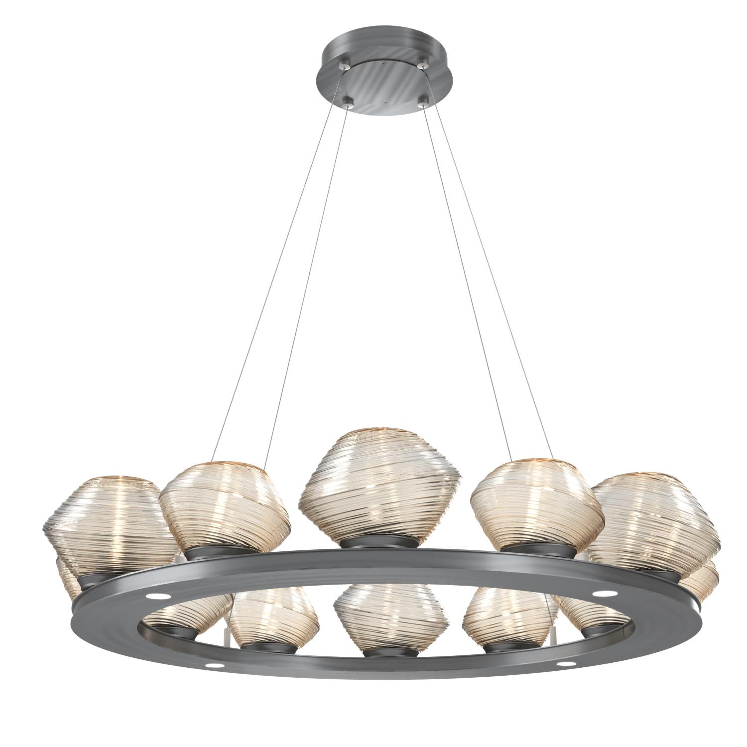 CHB0089-0C-GM-A-Hammerton-Studio-Mesa-36-inch-ring-chandelier-with-gunmetal-finish-and-amber-blown-glass-shades-and-LED-lamping