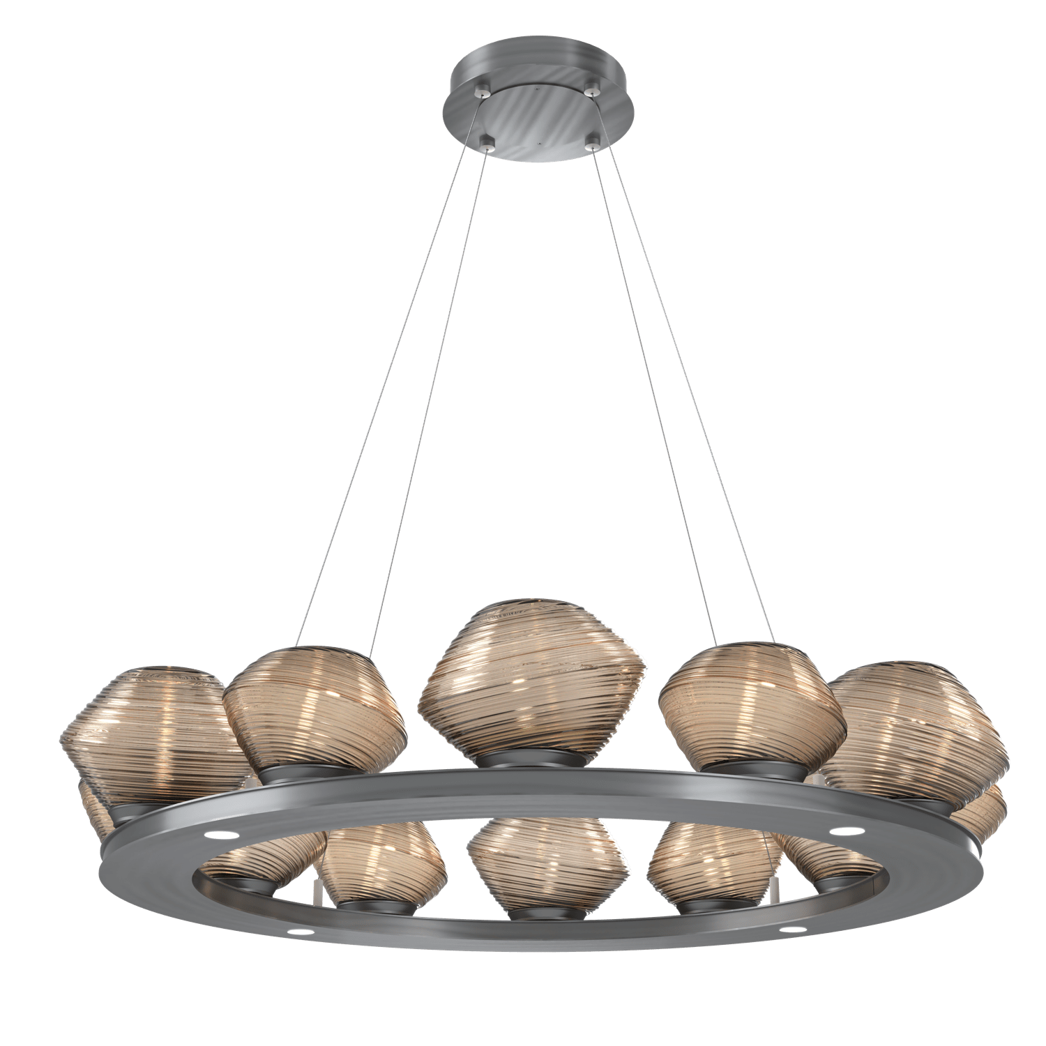 CHB0089-0C-GM-B-Hammerton-Studio-Mesa-36-inch-ring-chandelier-with-gunmetal-finish-and-bronze-blown-glass-shades-and-LED-lamping