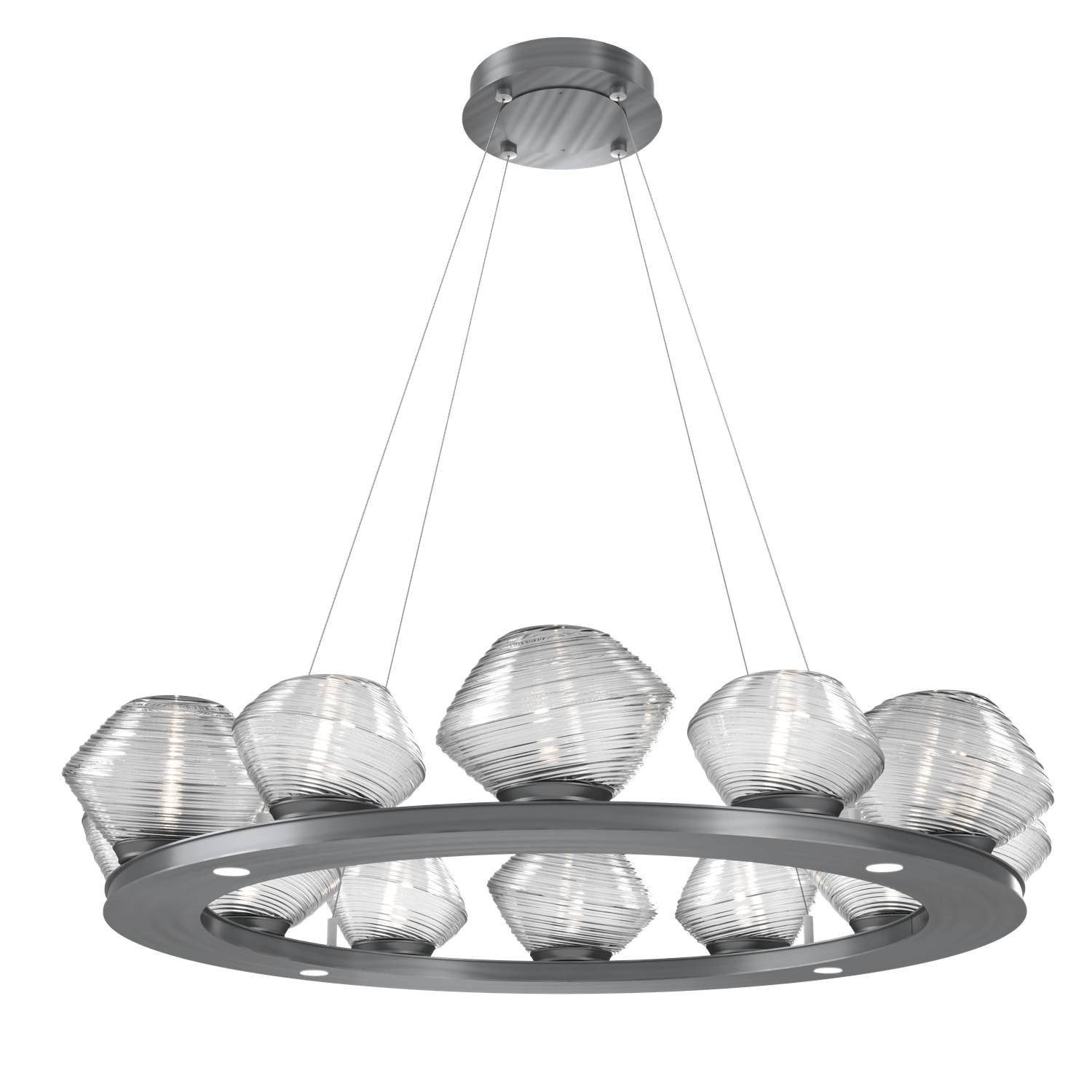 CHB0089-0C-GM-C-Hammerton-Studio-Mesa-36-inch-ring-chandelier-with-gunmetal-finish-and-clear-blown-glass-shades-and-LED-lamping