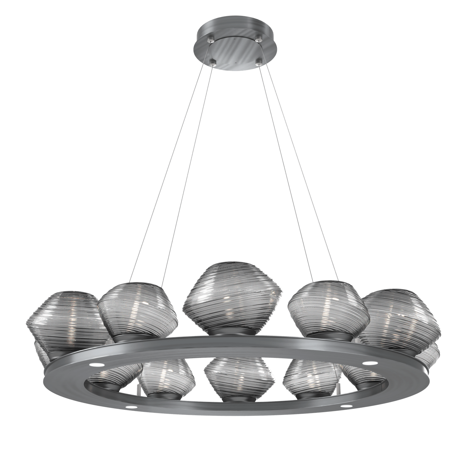 CHB0089-0C-GM-S-Hammerton-Studio-Mesa-36-inch-ring-chandelier-with-gunmetal-finish-and-smoke-blown-glass-shades-and-LED-lamping
