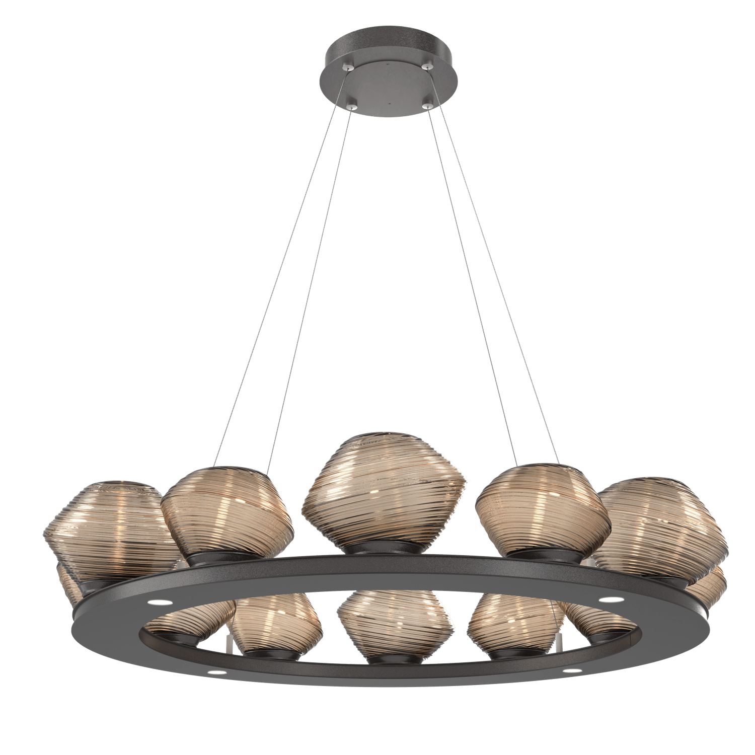 CHB0089-0C-GP-B-Hammerton-Studio-Mesa-36-inch-ring-chandelier-with-graphite-finish-and-bronze-blown-glass-shades-and-LED-lamping