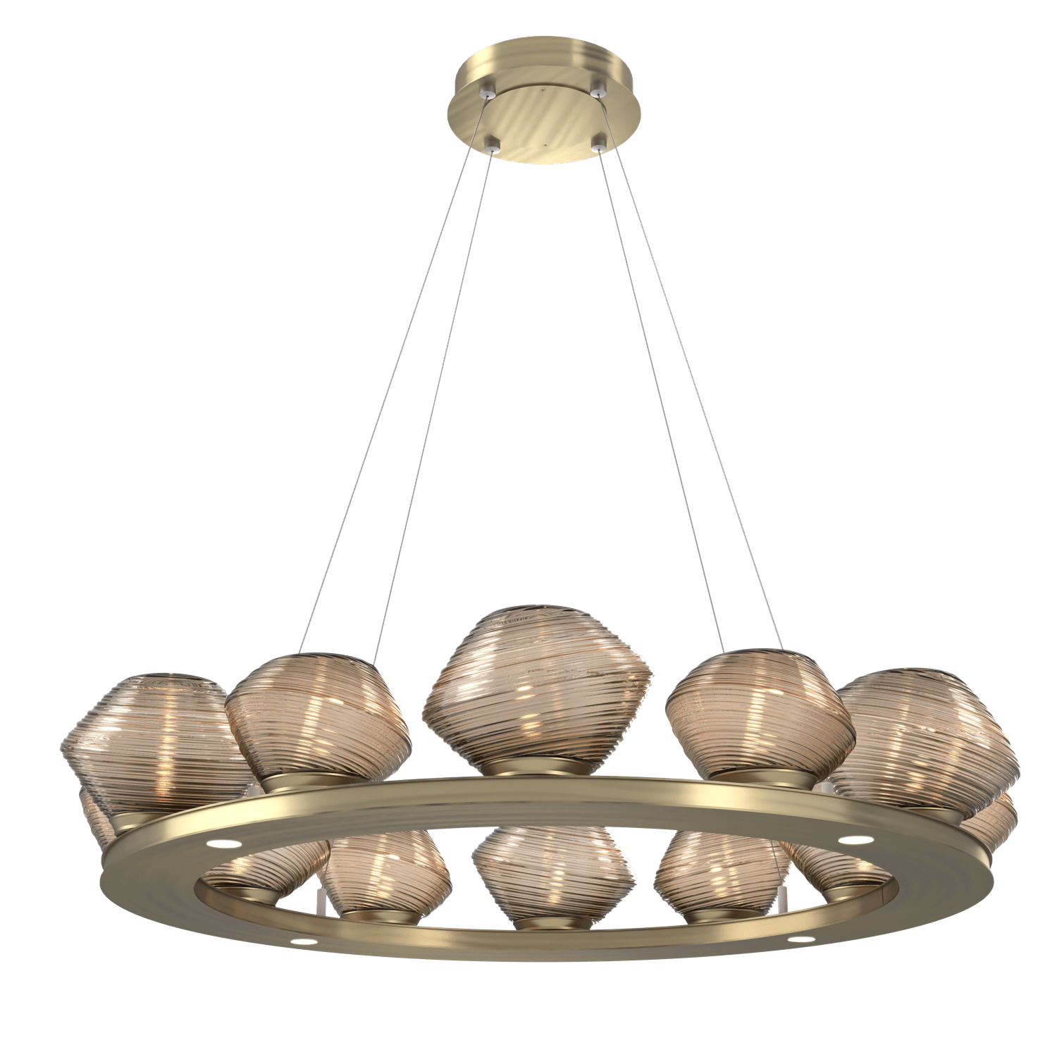 CHB0089-0C-HB-B-Hammerton-Studio-Mesa-36-inch-ring-chandelier-with-heritage-brass-finish-and-bronze-blown-glass-shades-and-LED-lamping