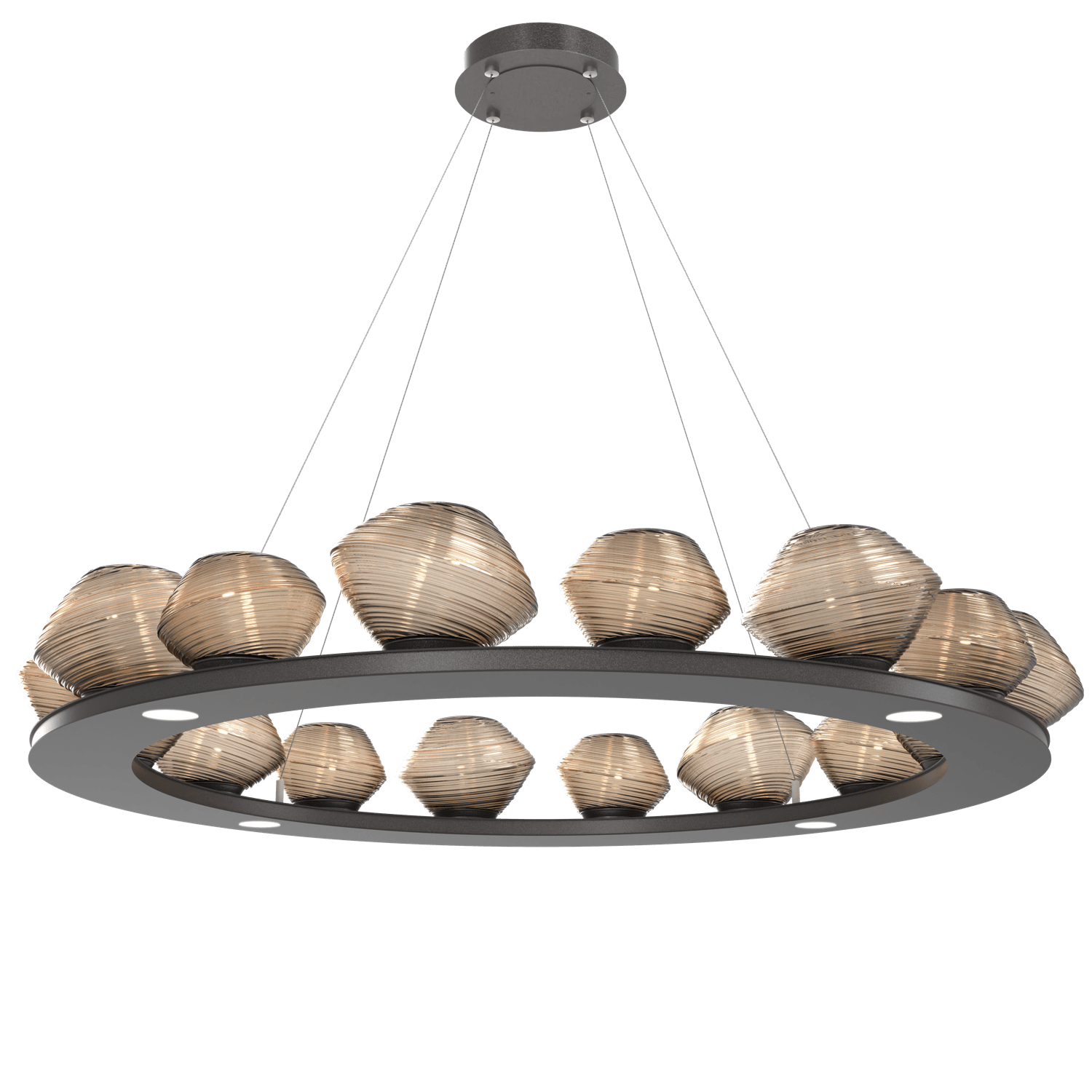 CHB0089-0D-GP-B-Hammerton-Studio-Mesa-48-inch-ring-chandelier-with-graphite-finish-and-bronze-blown-glass-shades-and-LED-lamping