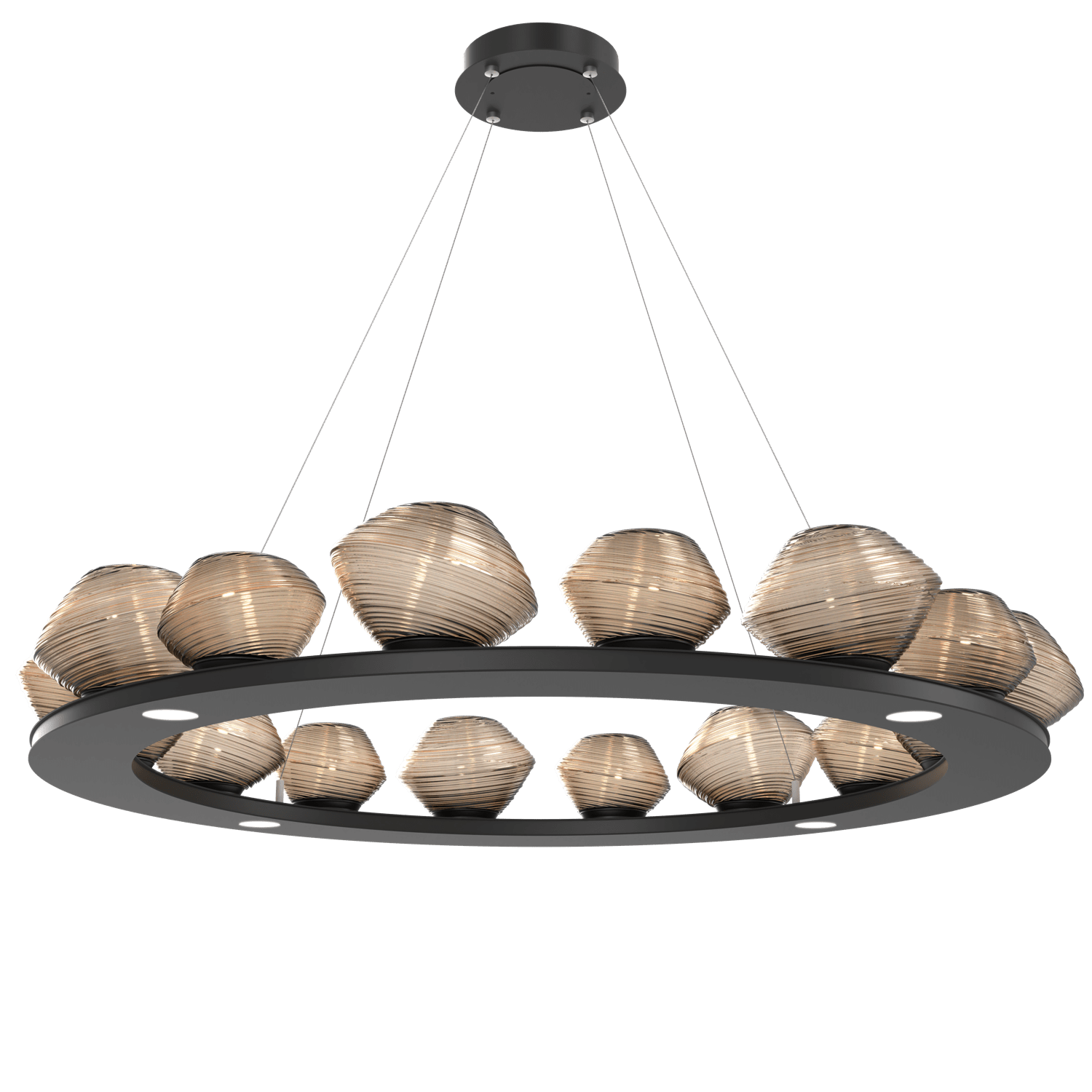 CHB0089-0D-MB-B-Hammerton-Studio-Mesa-48-inch-ring-chandelier-with-matte-black-finish-and-bronze-blown-glass-shades-and-LED-lamping