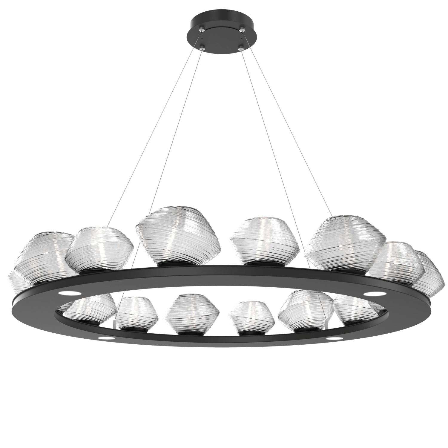 CHB0089-0D-MB-C-Hammerton-Studio-Mesa-48-inch-ring-chandelier-with-matte-black-finish-and-clear-blown-glass-shades-and-LED-lamping