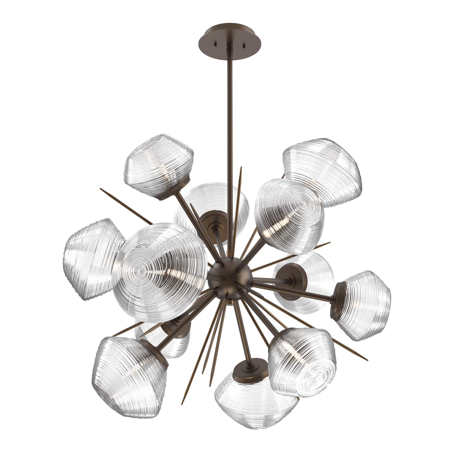 CHB0089-0G-FB-C-Hammerton-Studio-Mesa-36-inch-starburst-chandelier-with-flat-bronze-finish-and-clear-blown-glass-shades-and-LED-lamping