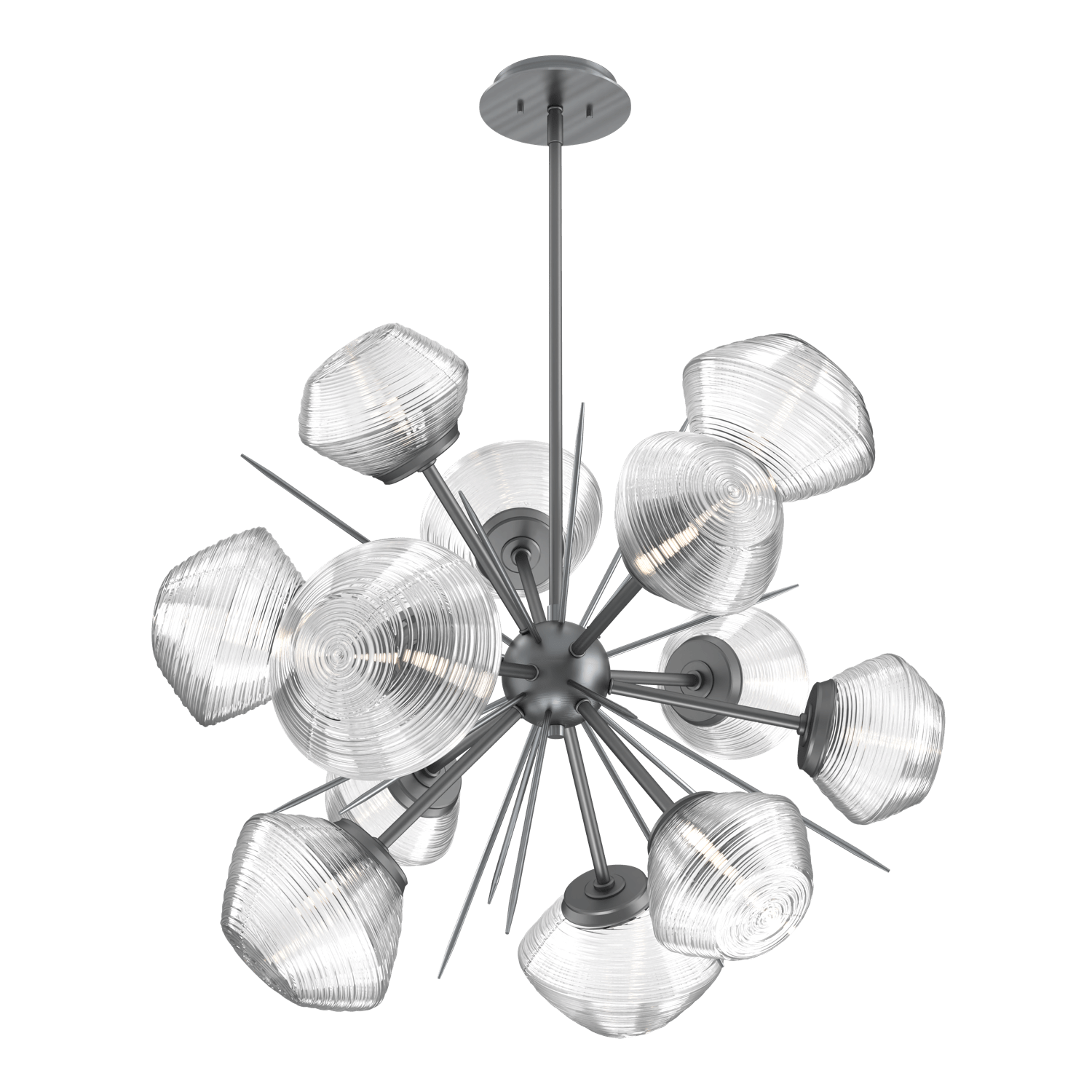CHB0089-0G-GM-C-Hammerton-Studio-Mesa-36-inch-starburst-chandelier-with-gunmetal-finish-and-clear-blown-glass-shades-and-LED-lamping