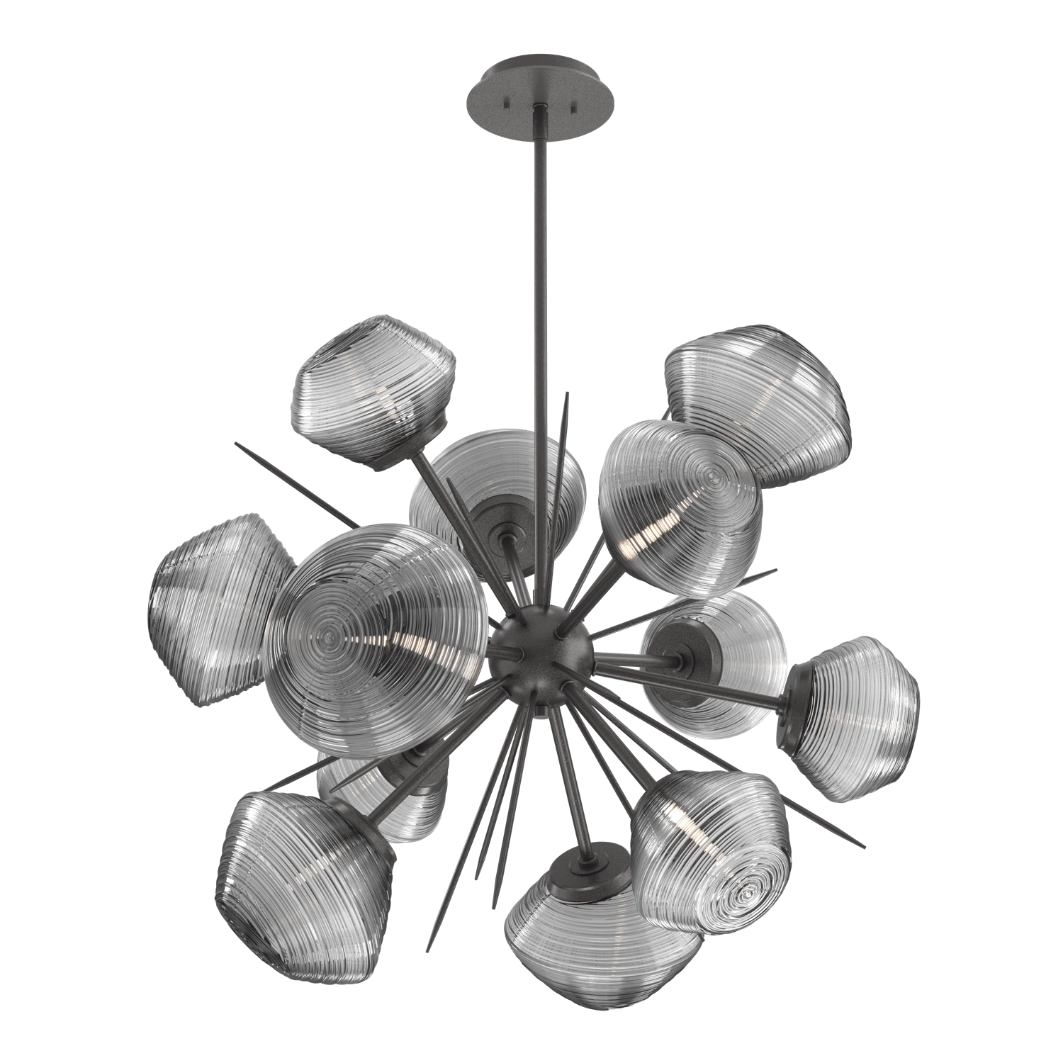 CHB0089-0G-GP-S-Hammerton-Studio-Mesa-36-inch-starburst-chandelier-with-graphite-finish-and-smoke-blown-glass-shades-and-LED-lamping