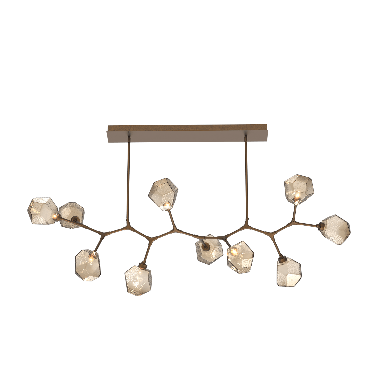 PLB0039-BC-FB-B-Hammerton-Studio-Gem-10-light-modern-branch-chandelier-with-flat-bronze-finish-and-bronze-blown-glass-shades-and-LED-lamping