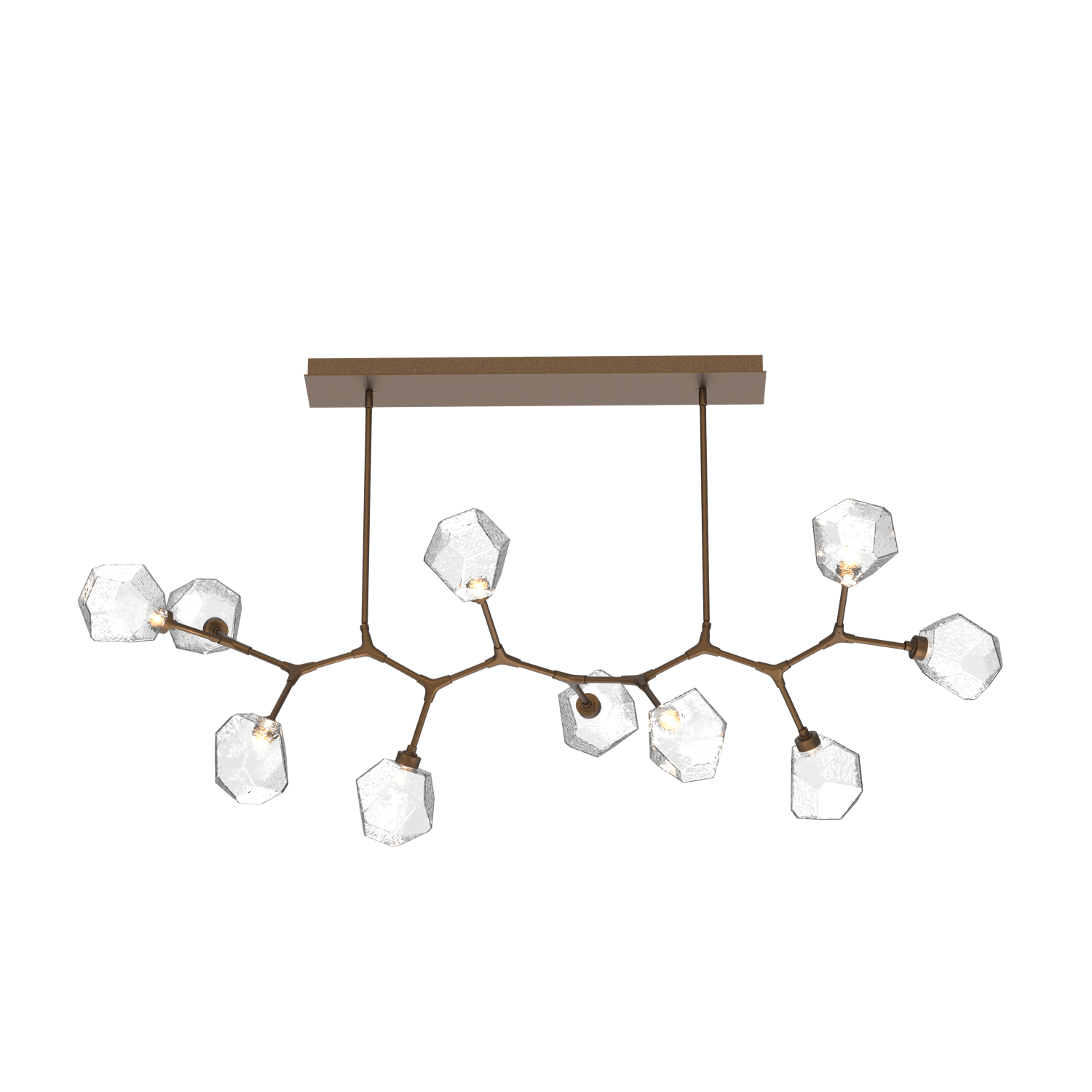 PLB0039-BC-FB-C-Hammerton-Studio-Gem-10-light-modern-branch-chandelier-with-flat-bronze-finish-and-clear-blown-glass-shades-and-LED-lamping