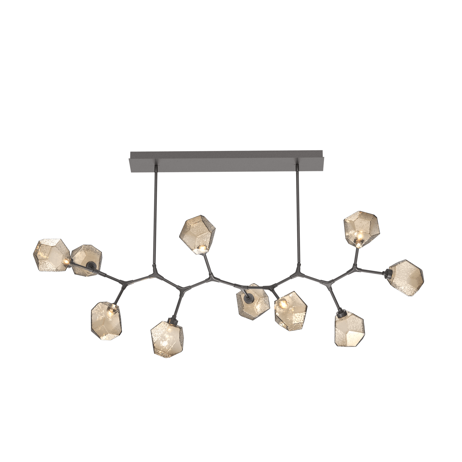 PLB0039-BC-GP-B-Hammerton-Studio-Gem-10-light-modern-branch-chandelier-with-graphite-finish-and-bronze-blown-glass-shades-and-LED-lamping
