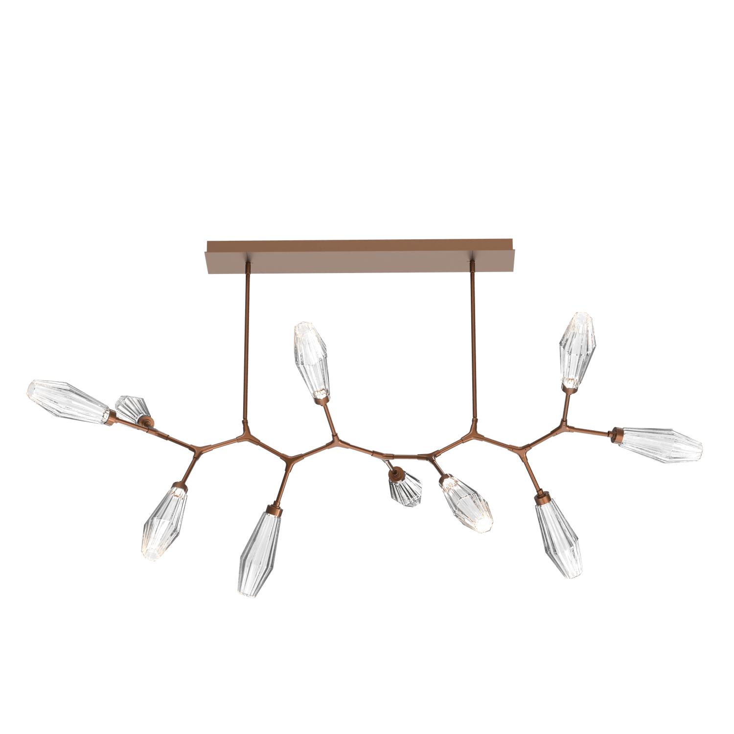PLB0049-BC-BB-RC-Hammerton-Studio-Aalto-10-light-modern-branch-chandelier-with-burnished-bronze-finish-and-optic-ribbed-clear-glass-shades-and-LED-lamping