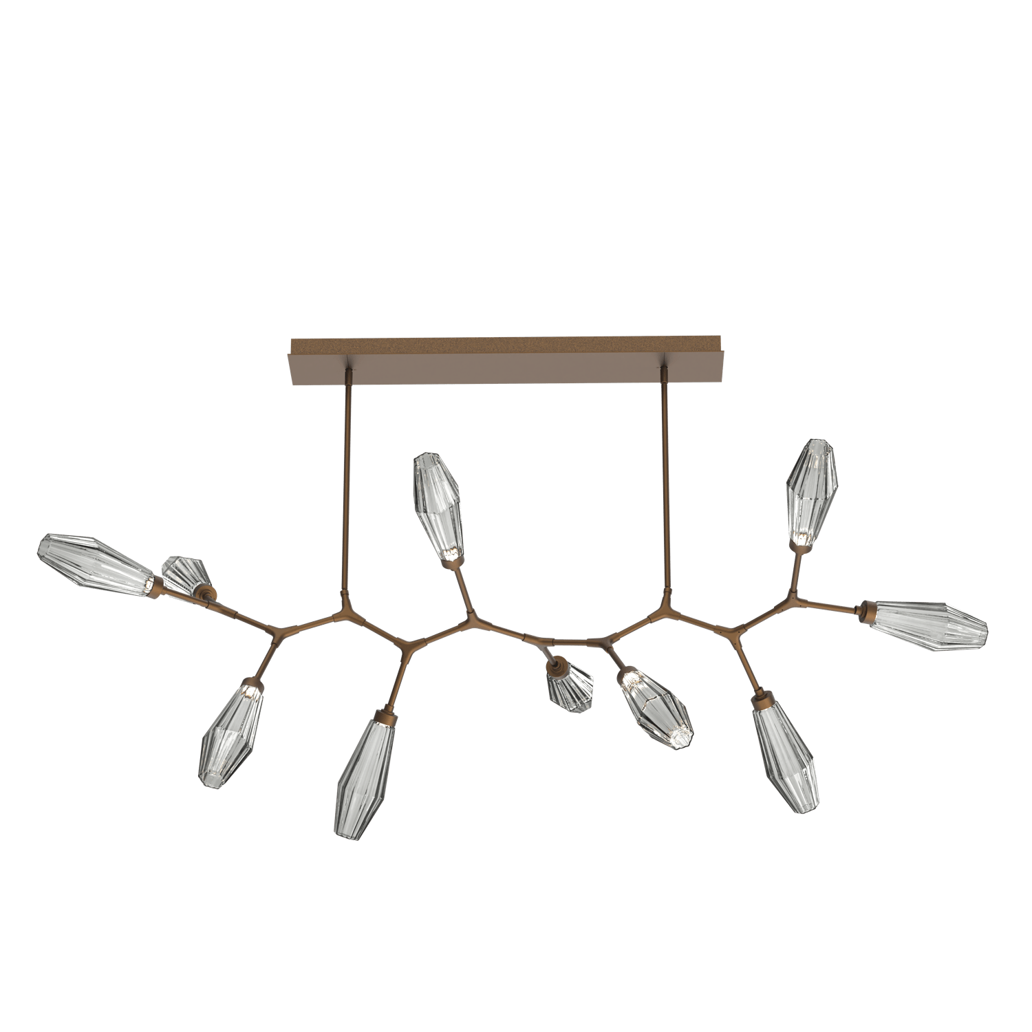 PLB0049-BC-FB-RS-Hammerton-Studio-Aalto-10-light-modern-branch-chandelier-with-flat-bronze-finish-and-optic-ribbed-smoke-glass-shades-and-LED-lamping