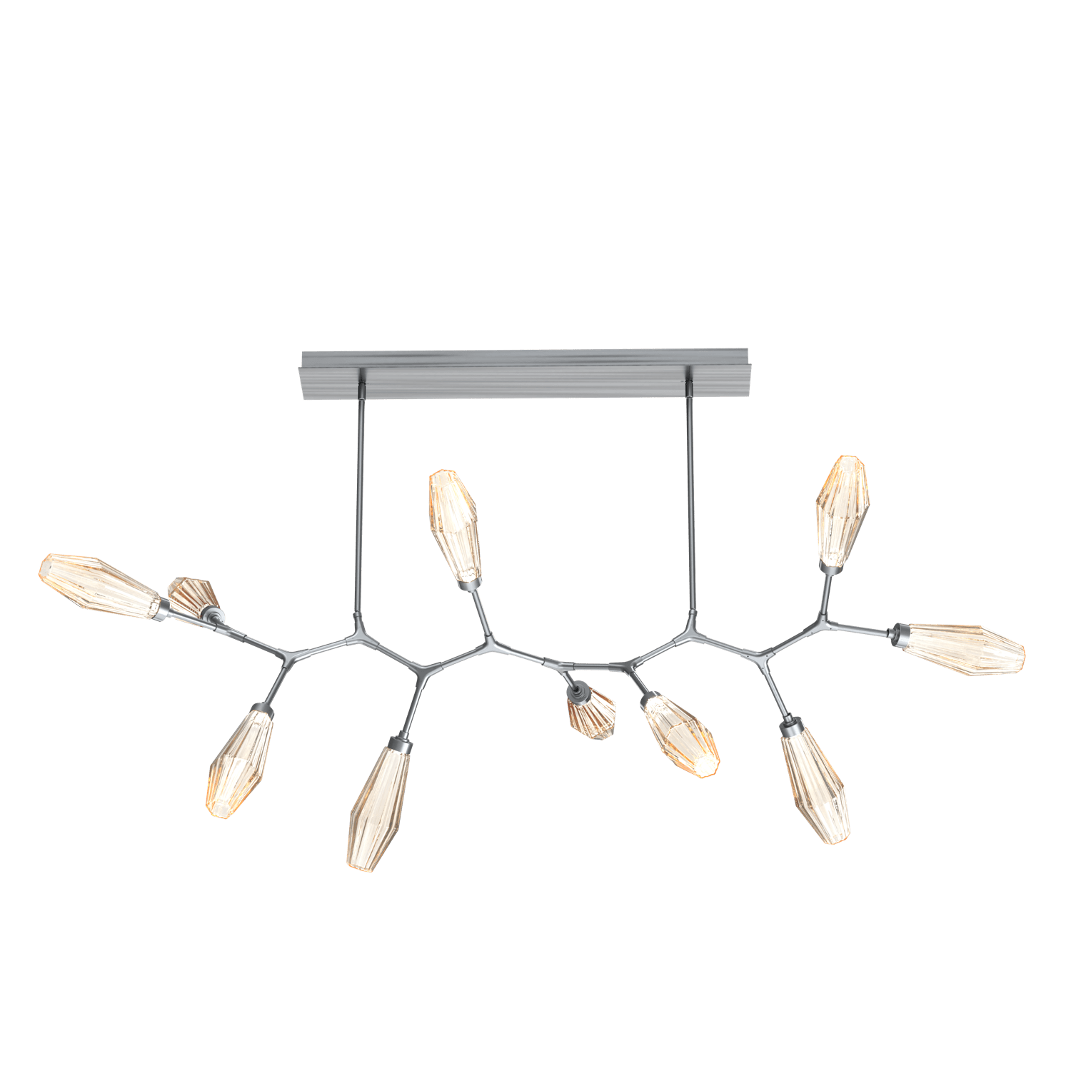 PLB0049-BC-GM-RA-Hammerton-Studio-Aalto-10-light-modern-branch-chandelier-with-gunmetal-finish-and-optic-ribbed-amber-glass-shades-and-LED-lamping