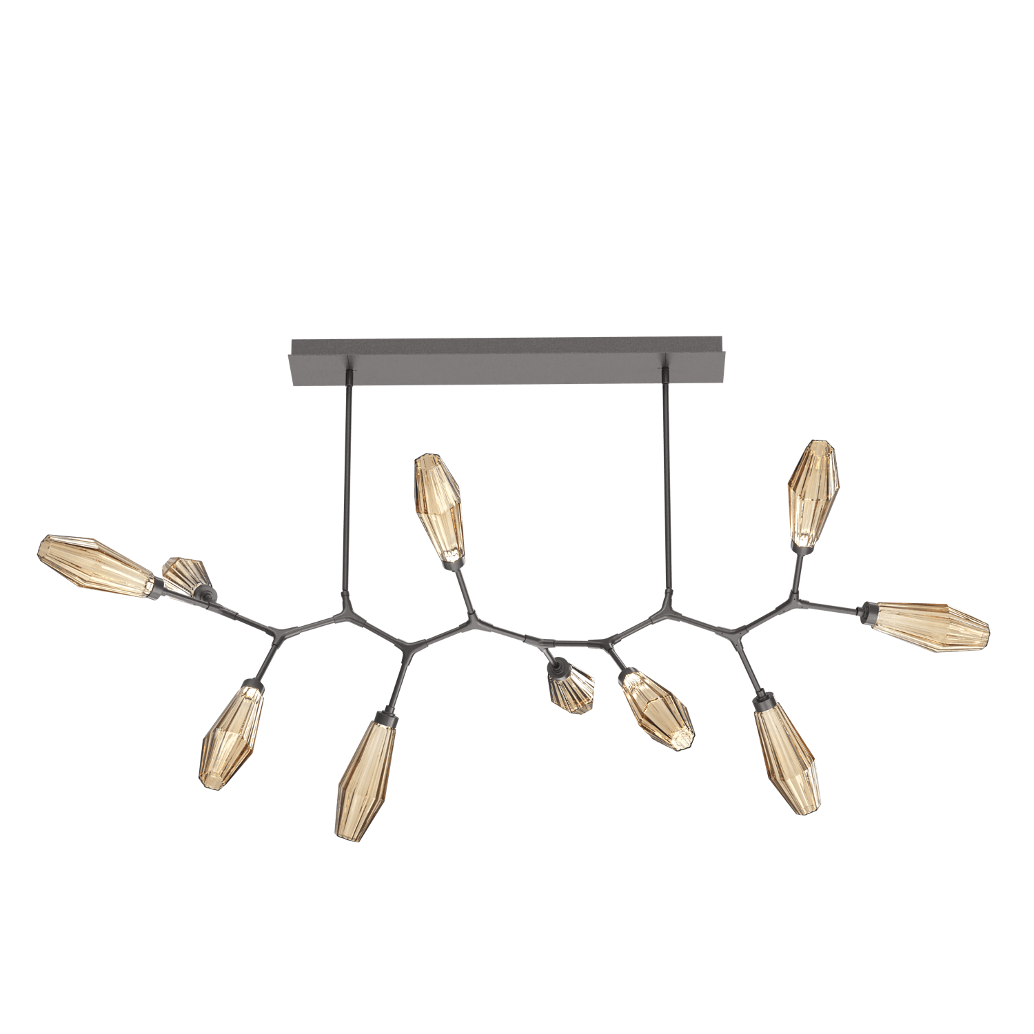 PLB0049-BC-GP-RB-Hammerton-Studio-Aalto-10-light-modern-branch-chandelier-with-graphite-finish-and-optic-ribbed-bronze-glass-shades-and-LED-lamping