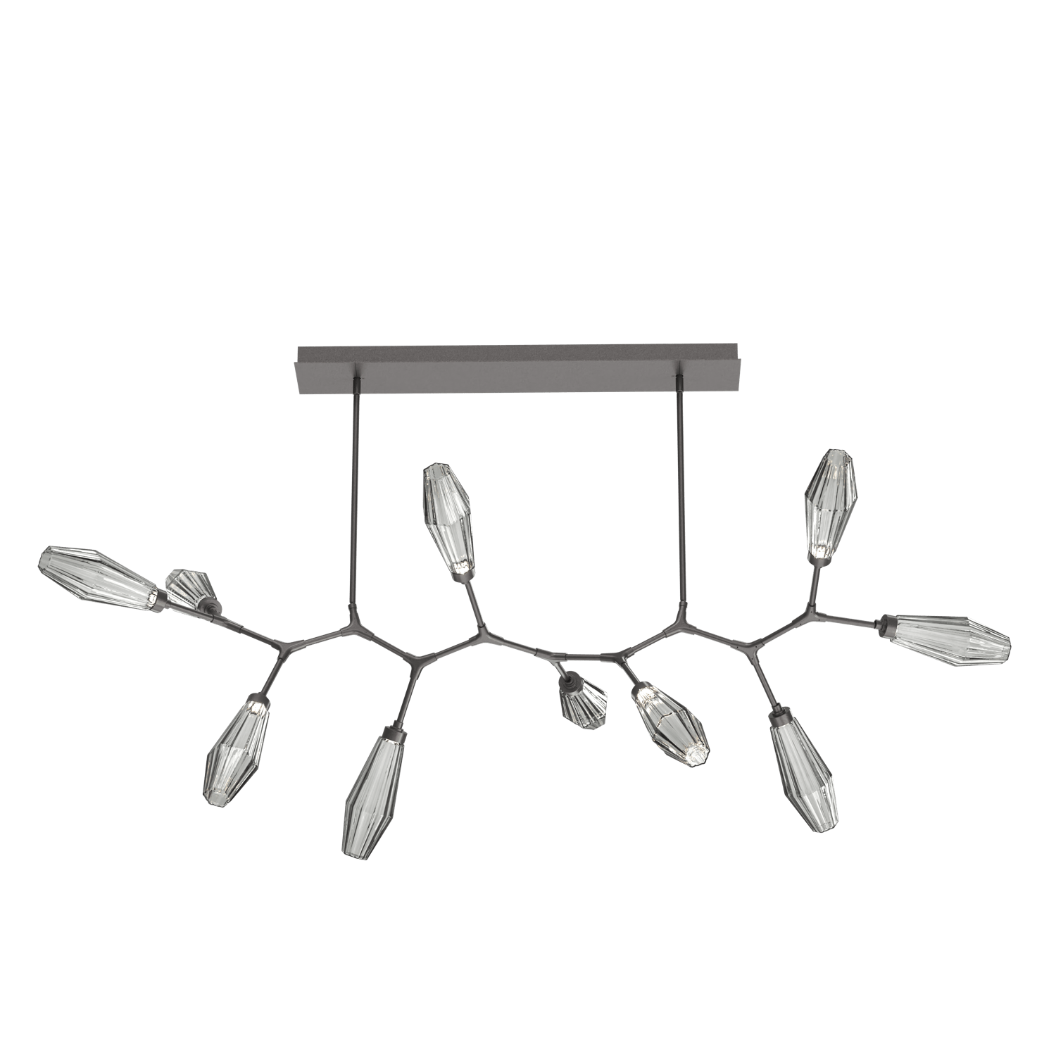 PLB0049-BC-GP-RS-Hammerton-Studio-Aalto-10-light-modern-branch-chandelier-with-graphite-finish-and-optic-ribbed-smoke-glass-shades-and-LED-lamping