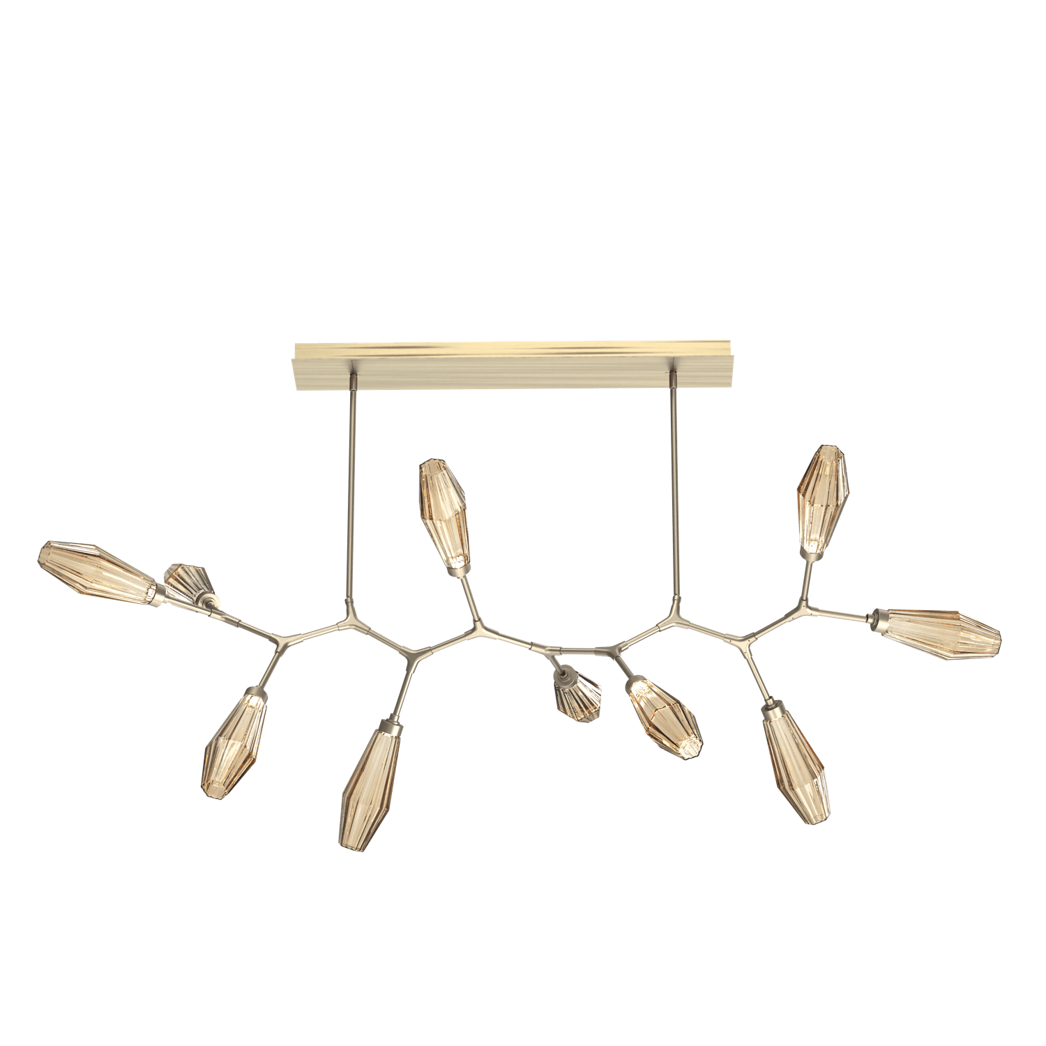 PLB0049-BC-HB-RB-Hammerton-Studio-Aalto-10-light-modern-branch-chandelier-with-heritage-brass-finish-and-optic-ribbed-bronze-glass-shades-and-LED-lamping