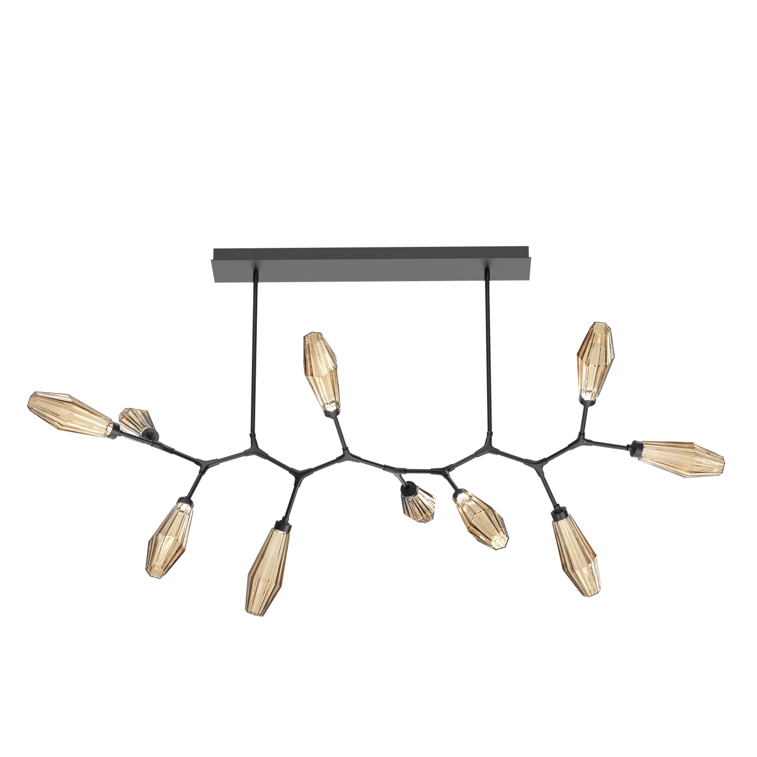 PLB0049-BC-MB-RB-Hammerton-Studio-Aalto-10-light-modern-branch-chandelier-with-matte-black-finish-and-optic-ribbed-bronze-glass-shades-and-LED-lamping