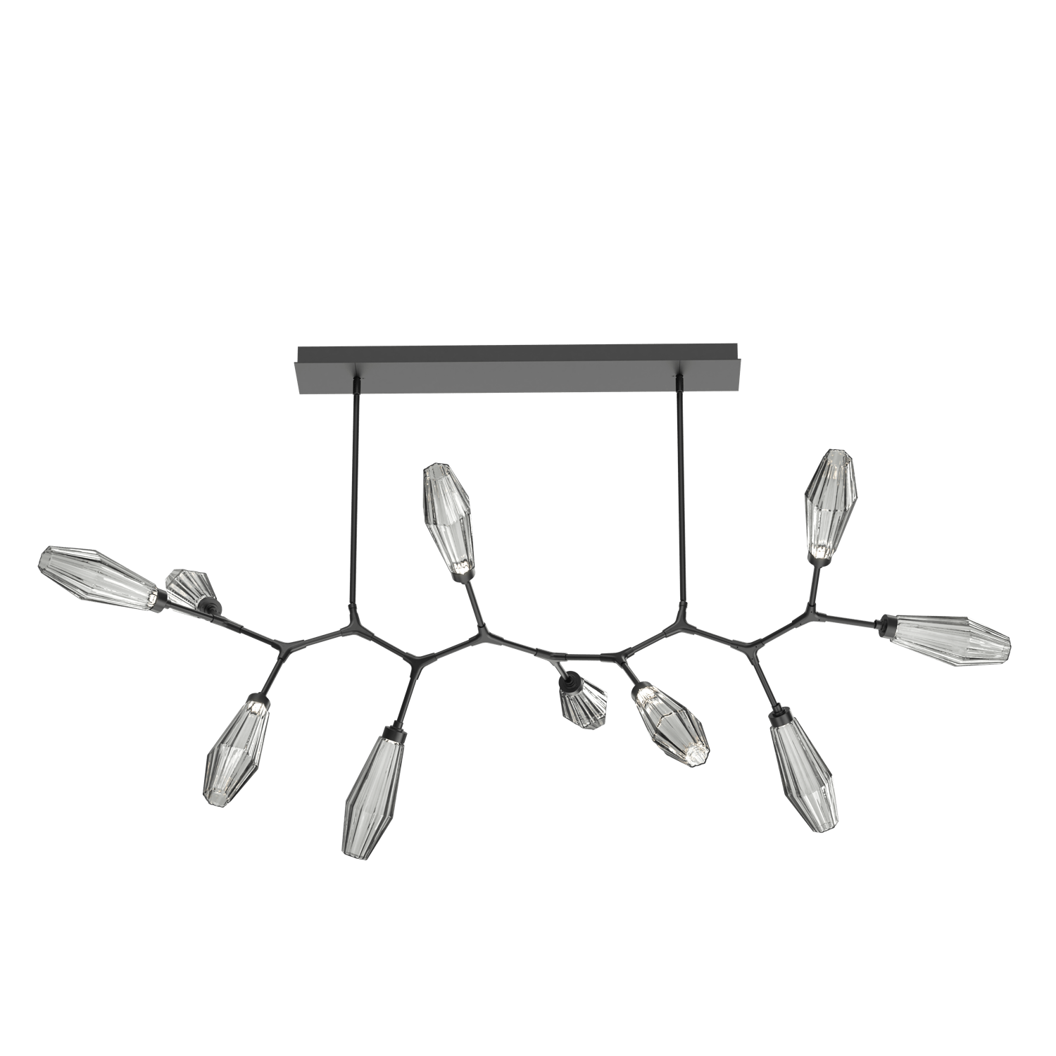 PLB0049-BC-MB-RS-Hammerton-Studio-Aalto-10-light-modern-branch-chandelier-with-matte-black-finish-and-optic-ribbed-smoke-glass-shades-and-LED-lamping