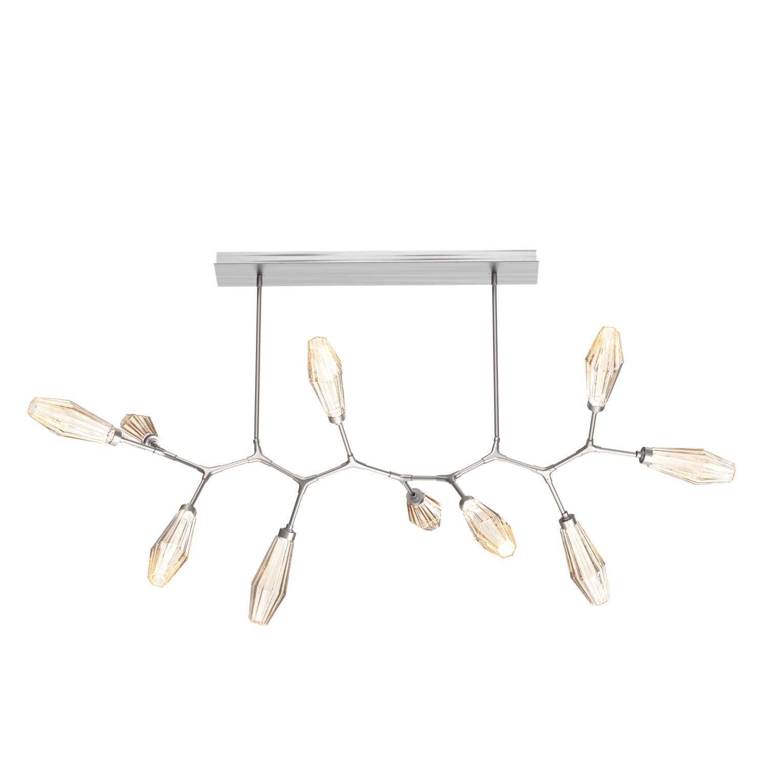 PLB0049-BC-SN-RA-Hammerton-Studio-Aalto-10-light-modern-branch-chandelier-with-satin-nickel-finish-and-optic-ribbed-amber-glass-shades-and-LED-lamping