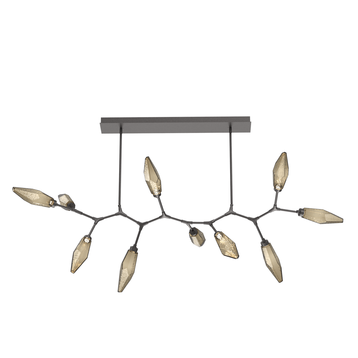 PLB0050-BC-GP-CB-Hammerton-Studio-Rock-Crystal-10-light-modern-branch-chandelier-with-graphite-finish-and-chilled-bronze-blown-glass-shades-and-LED-lamping