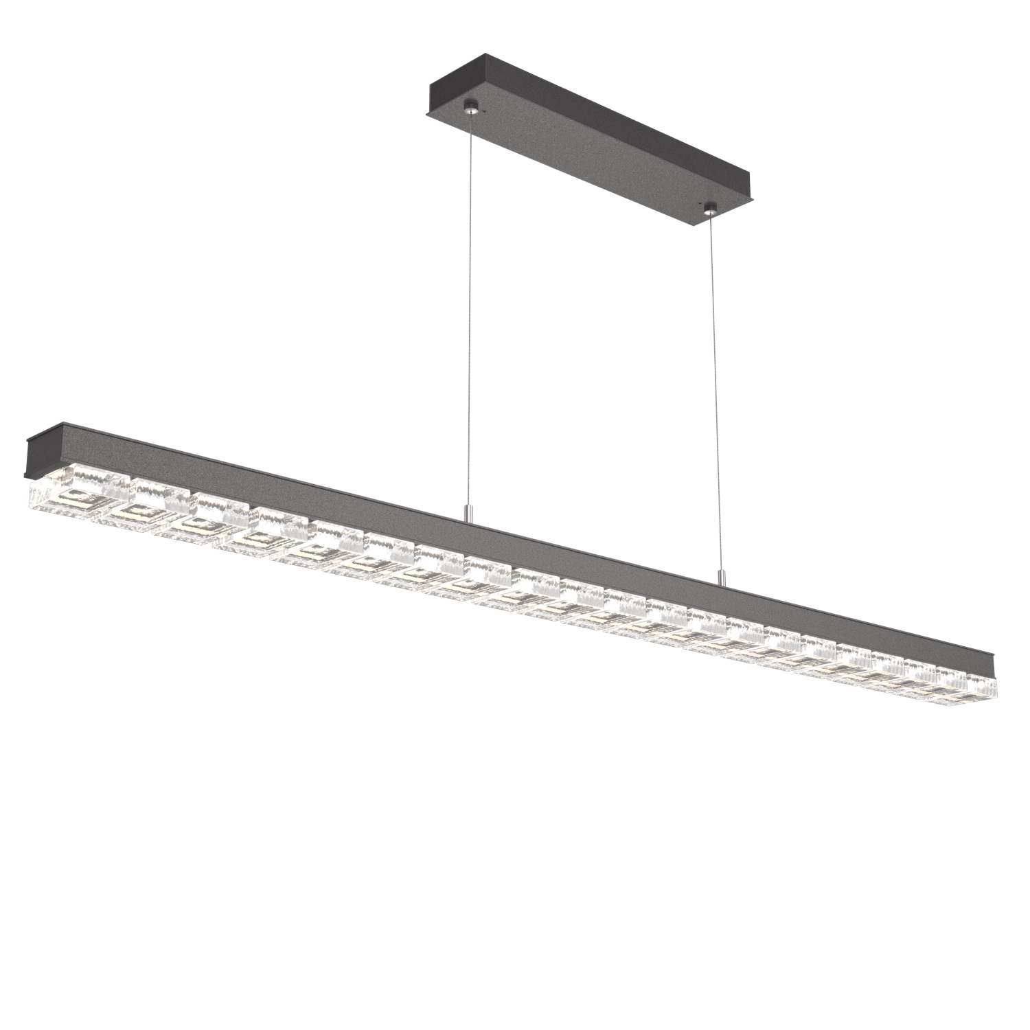 PLB0087-60-GP-TP-Hammerton-Studio-Tessera-62-inch-linear-chandelier-with-graphite-finish-and-clear-pave-cast-glass-shade-and-LED-lamping
