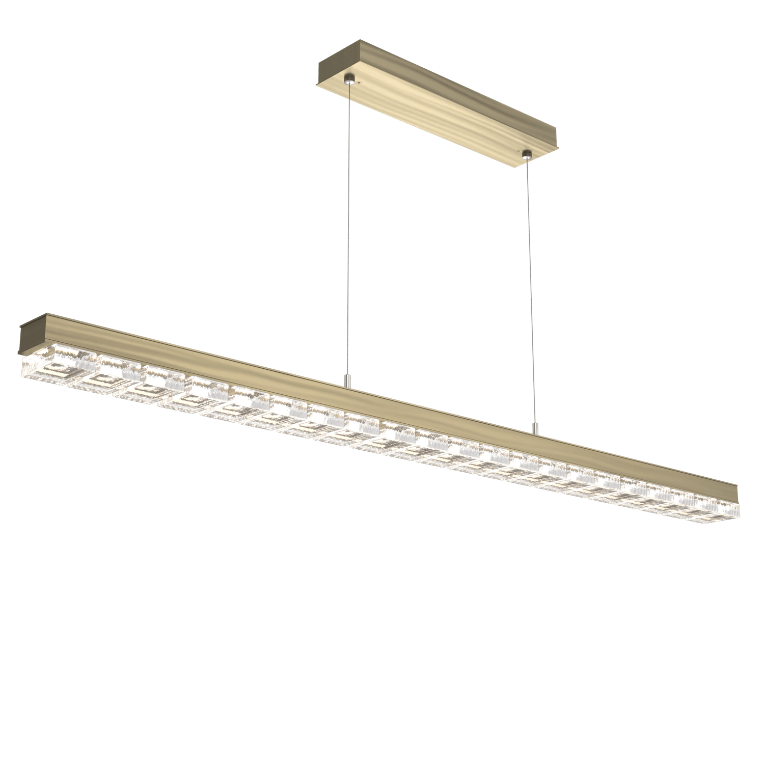 PLB0087-60-HB-TP-Hammerton-Studio-Tessera-62-inch-linear-chandelier-with-heritage-brass-finish-and-clear-pave-cast-glass-shade-and-LED-lamping