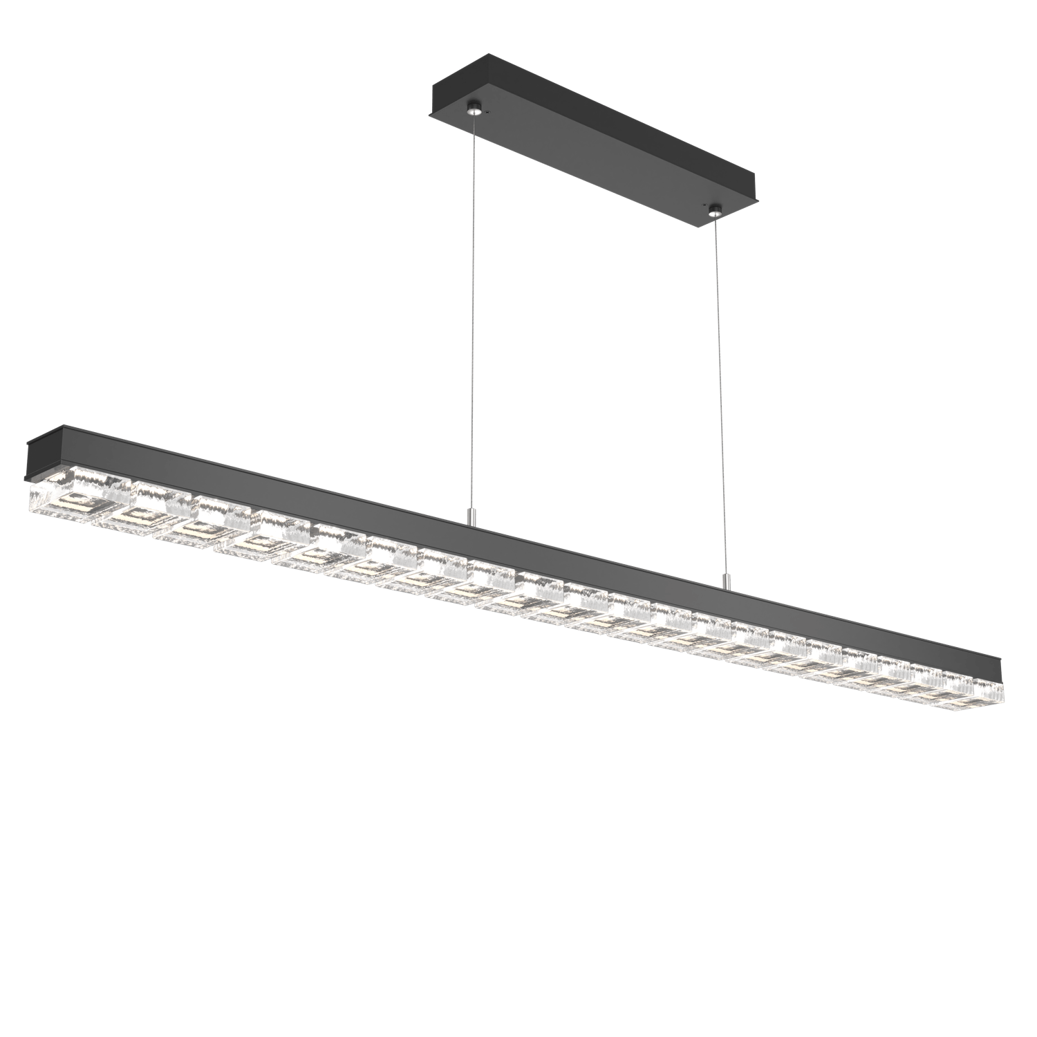 PLB0087-60-MB-TP-Hammerton-Studio-Tessera-62-inch-linear-chandelier-with-matte-black-finish-and-clear-pave-cast-glass-shade-and-LED-lamping