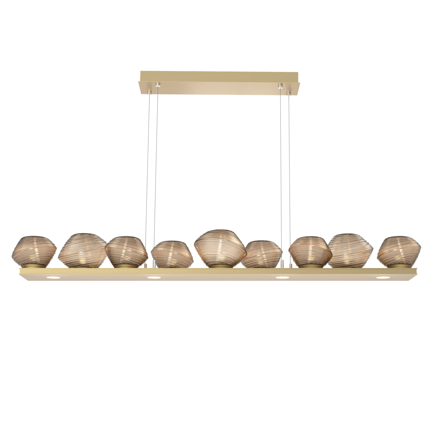 PLB0089-0C-GB-B-Hammerton-Studio-Mesa-59-inch-linear-chandelier-with-gilded-brass-finish-and-bronze-blown-glass-shades-and-LED-lamping